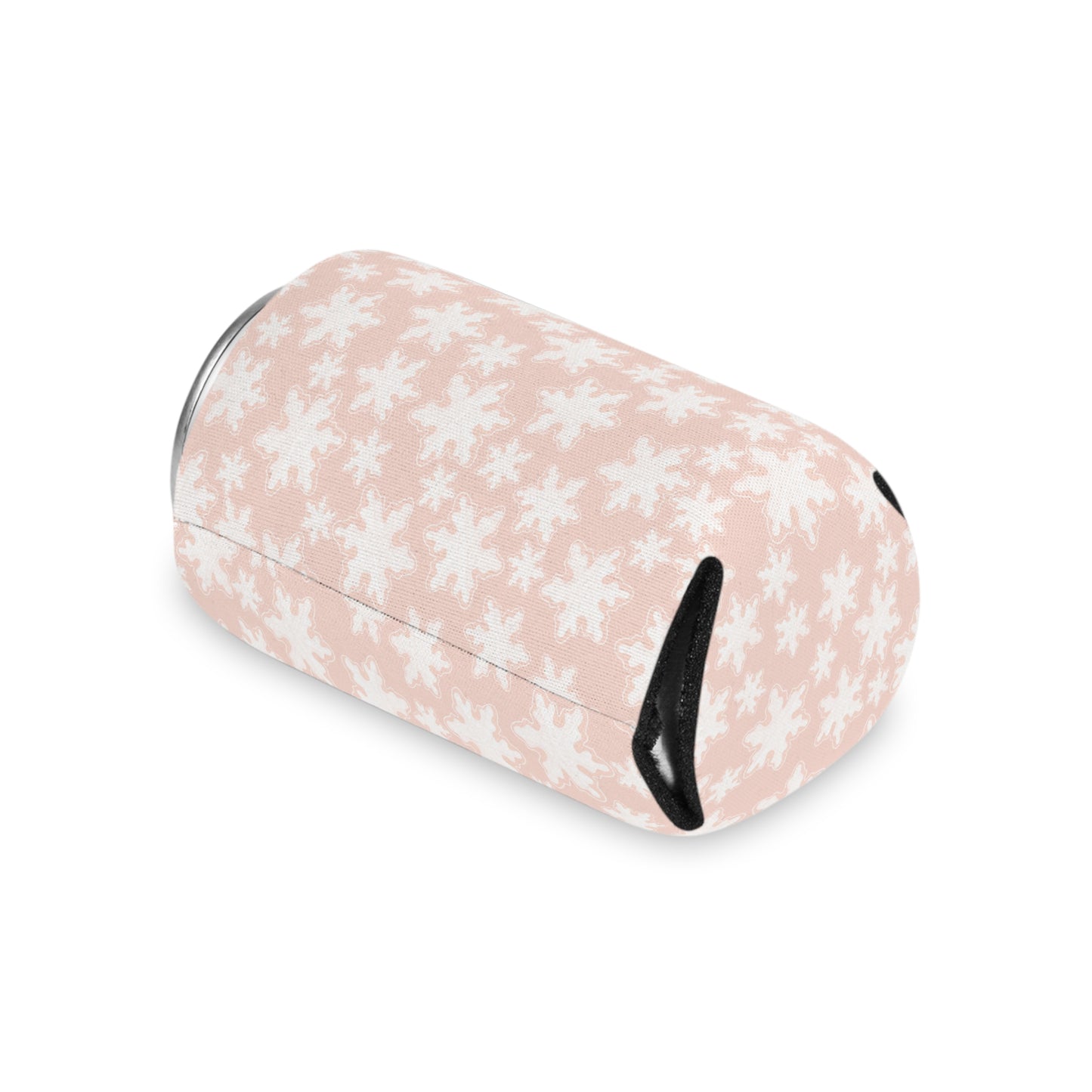 Can Cooler, Standard or Slim Size - Pastel Pink Snowflakes