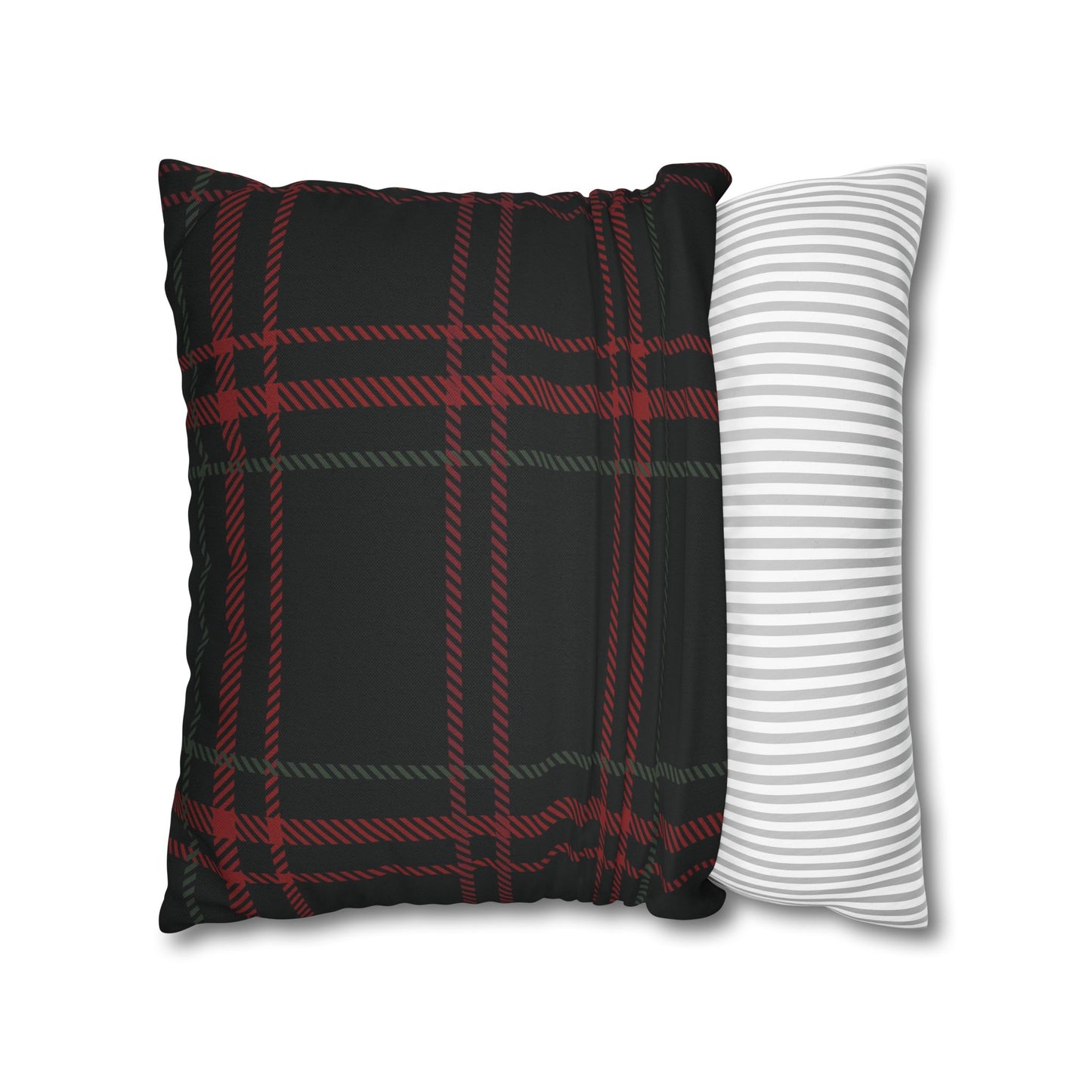 Festive Nutcrackers on Christmas Plaid Square Pillow Case