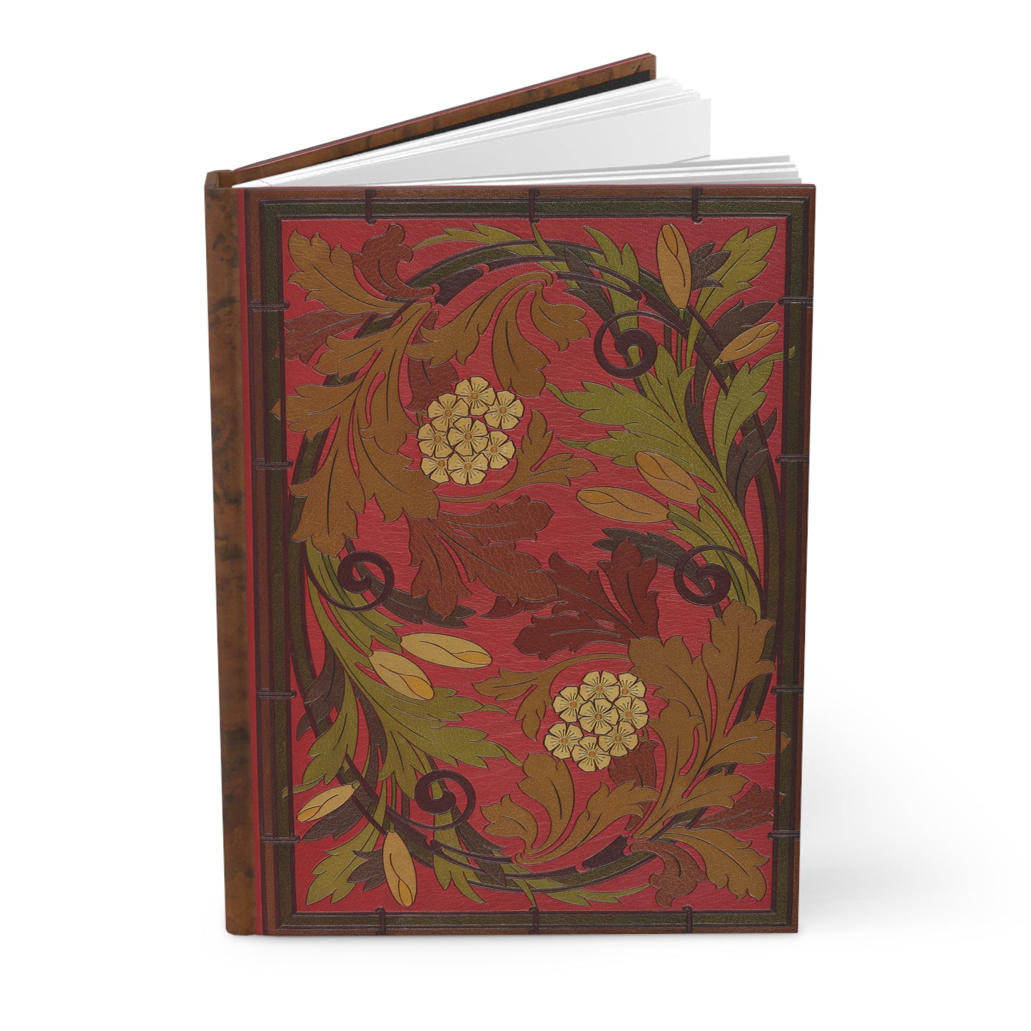 Red Floral Hardcover Lined Journal