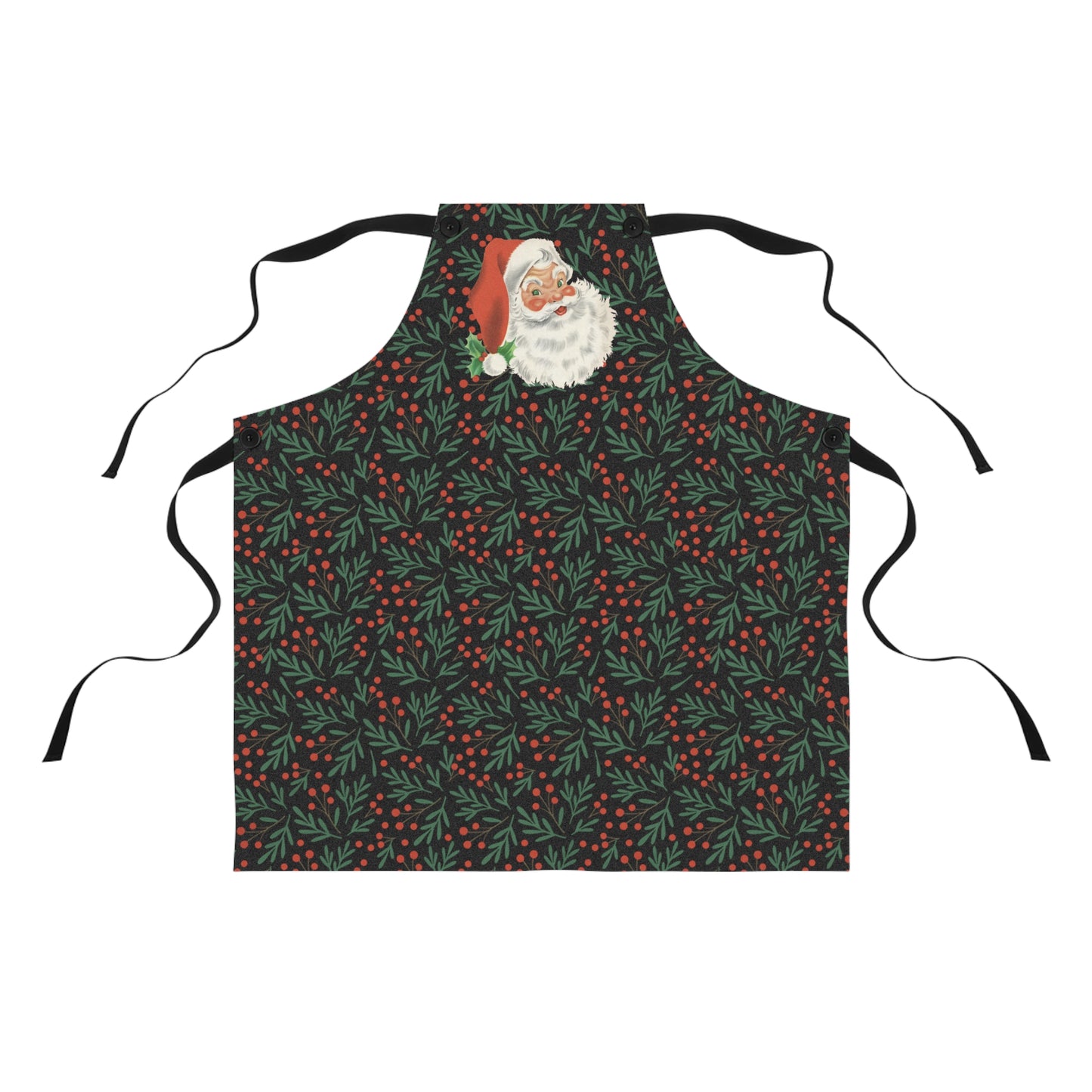 Vintage Santa & Holly Christmas Apron