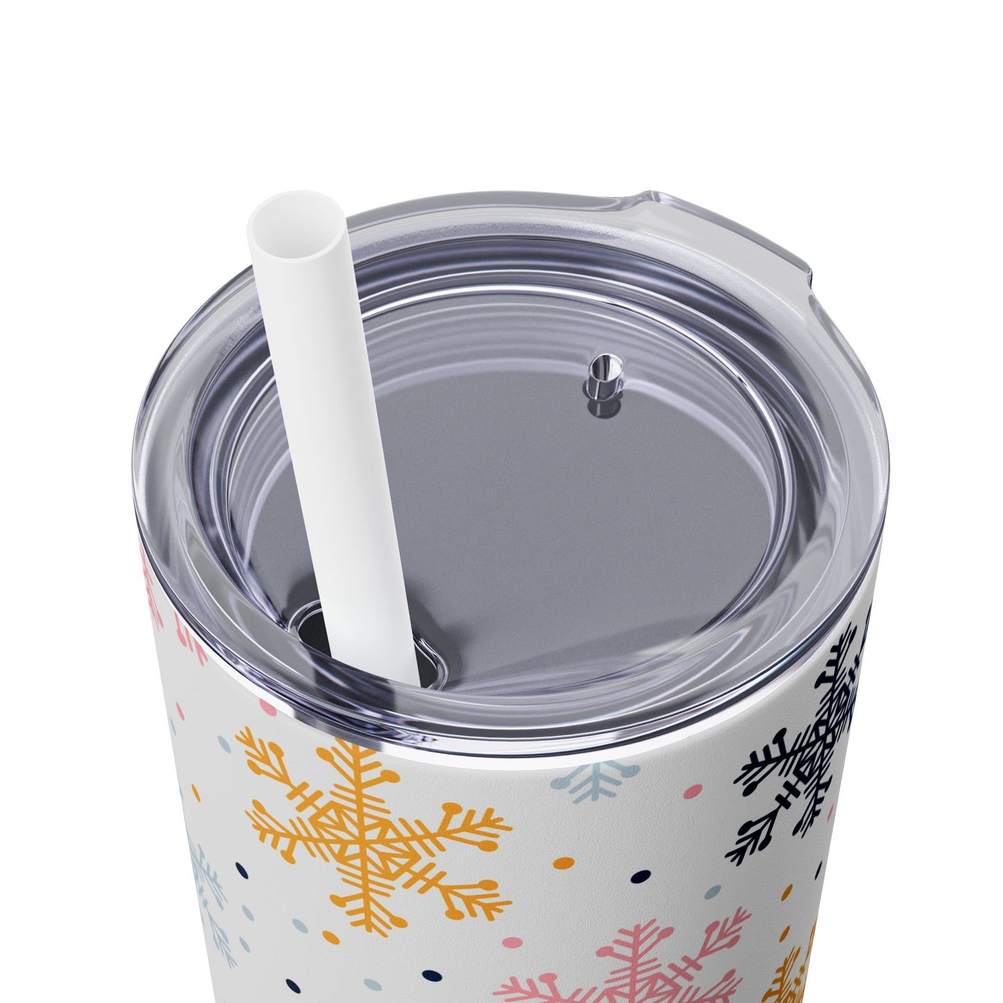 Skinny Tumbler with Straw, 20oz - Sweet Snowflakes