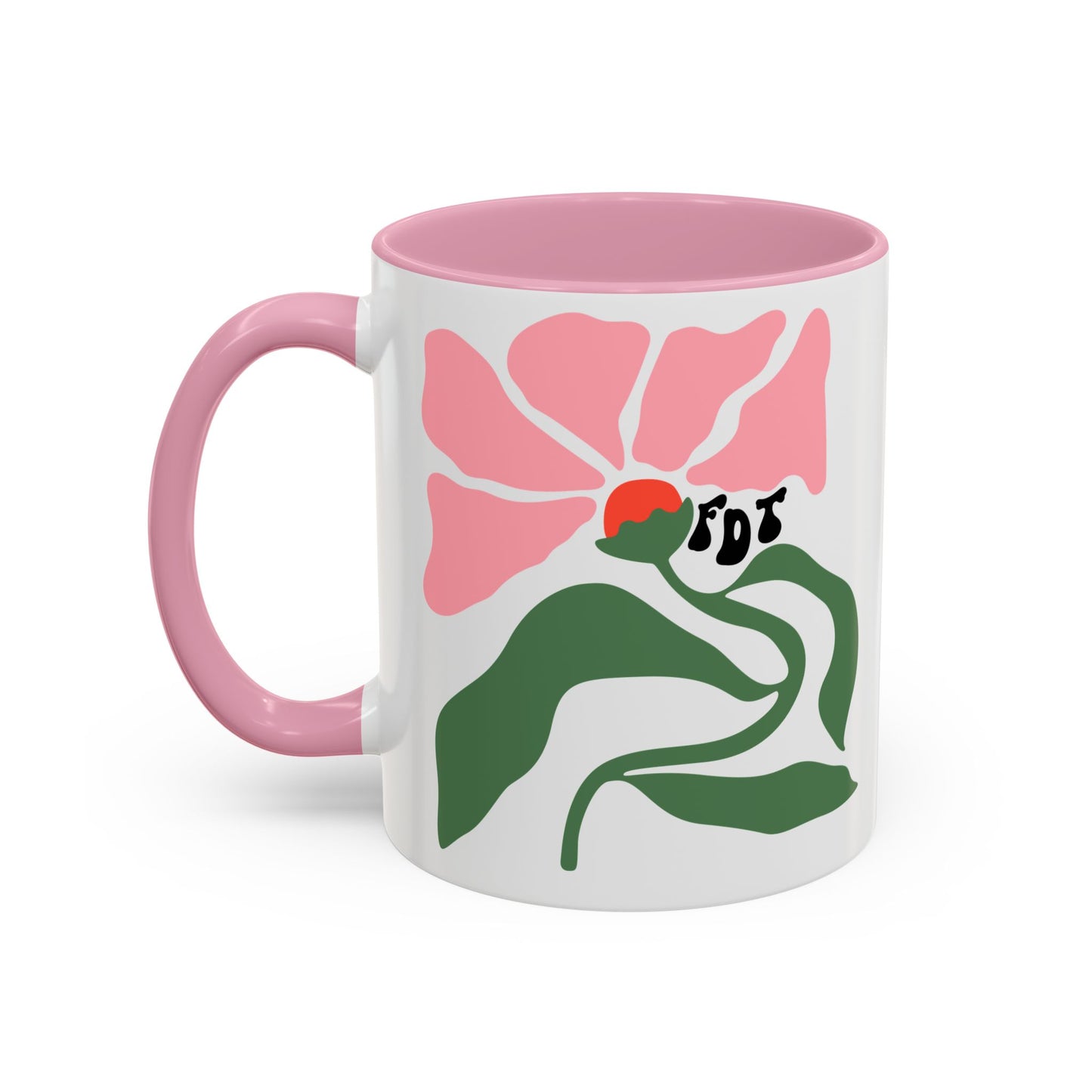 'FDT' Pink Floral Ceramic Mug