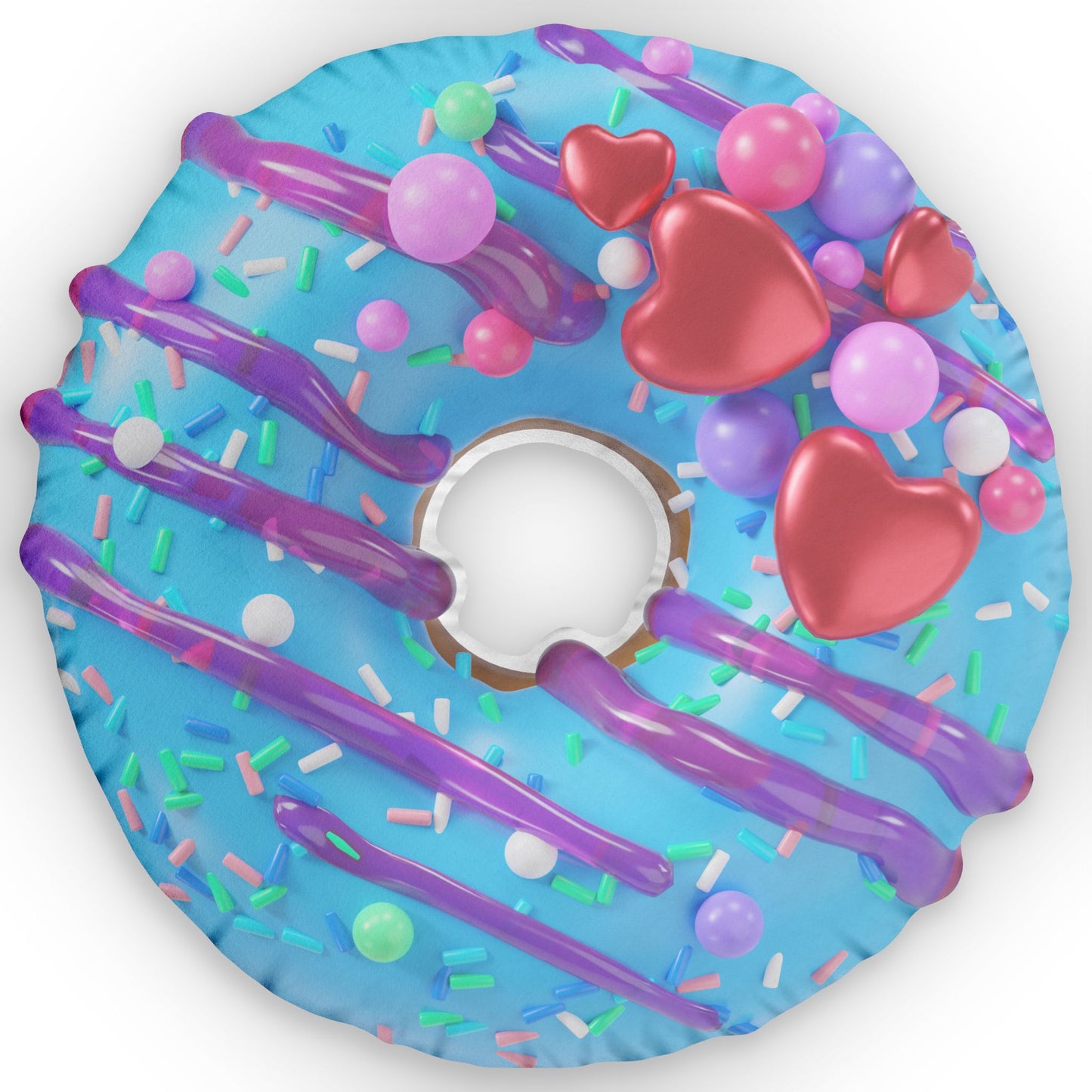 Donut Shaped Pillow, Blue Candy Frosted