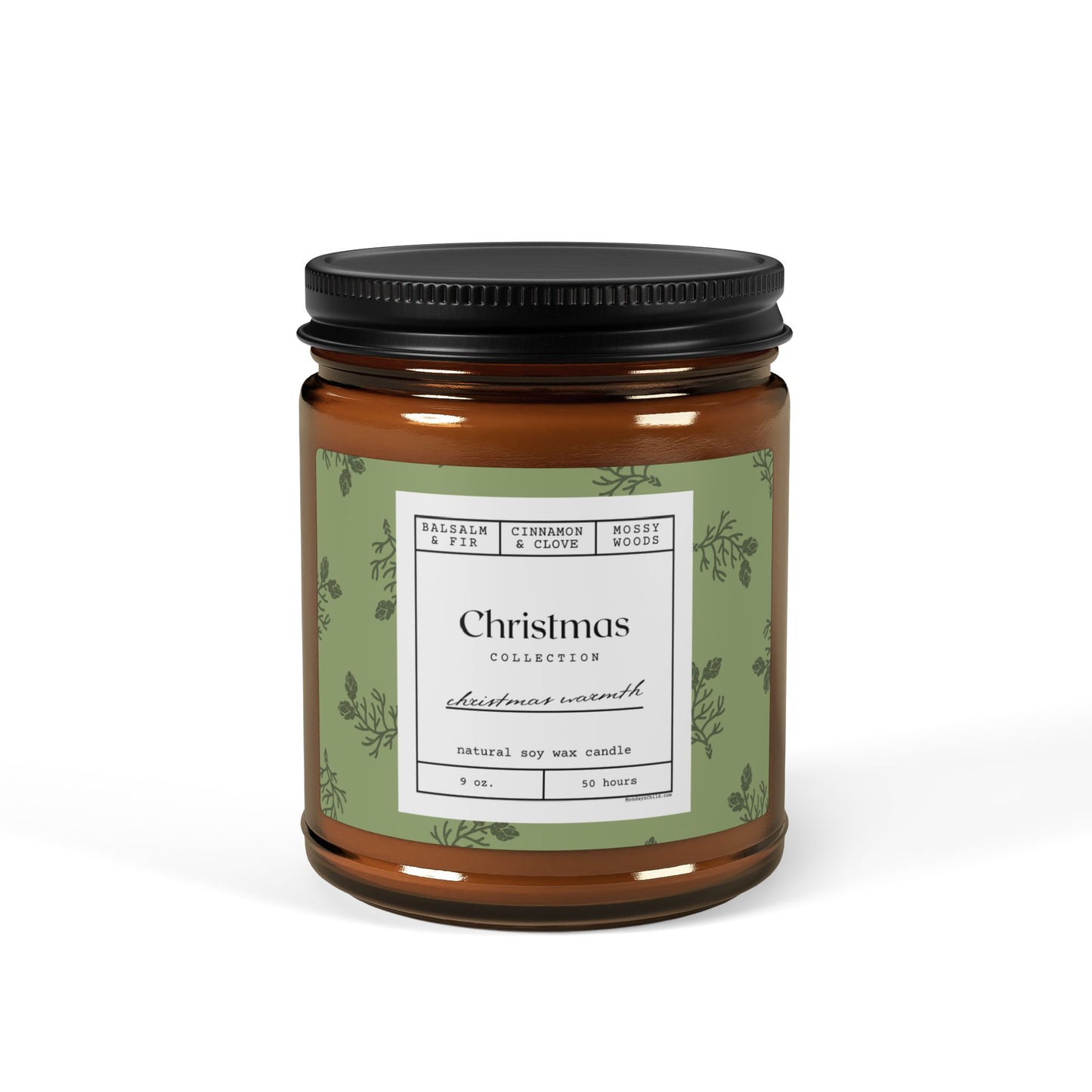 Christmas Warmth Scented Soy Candle in Festive Amber Jar