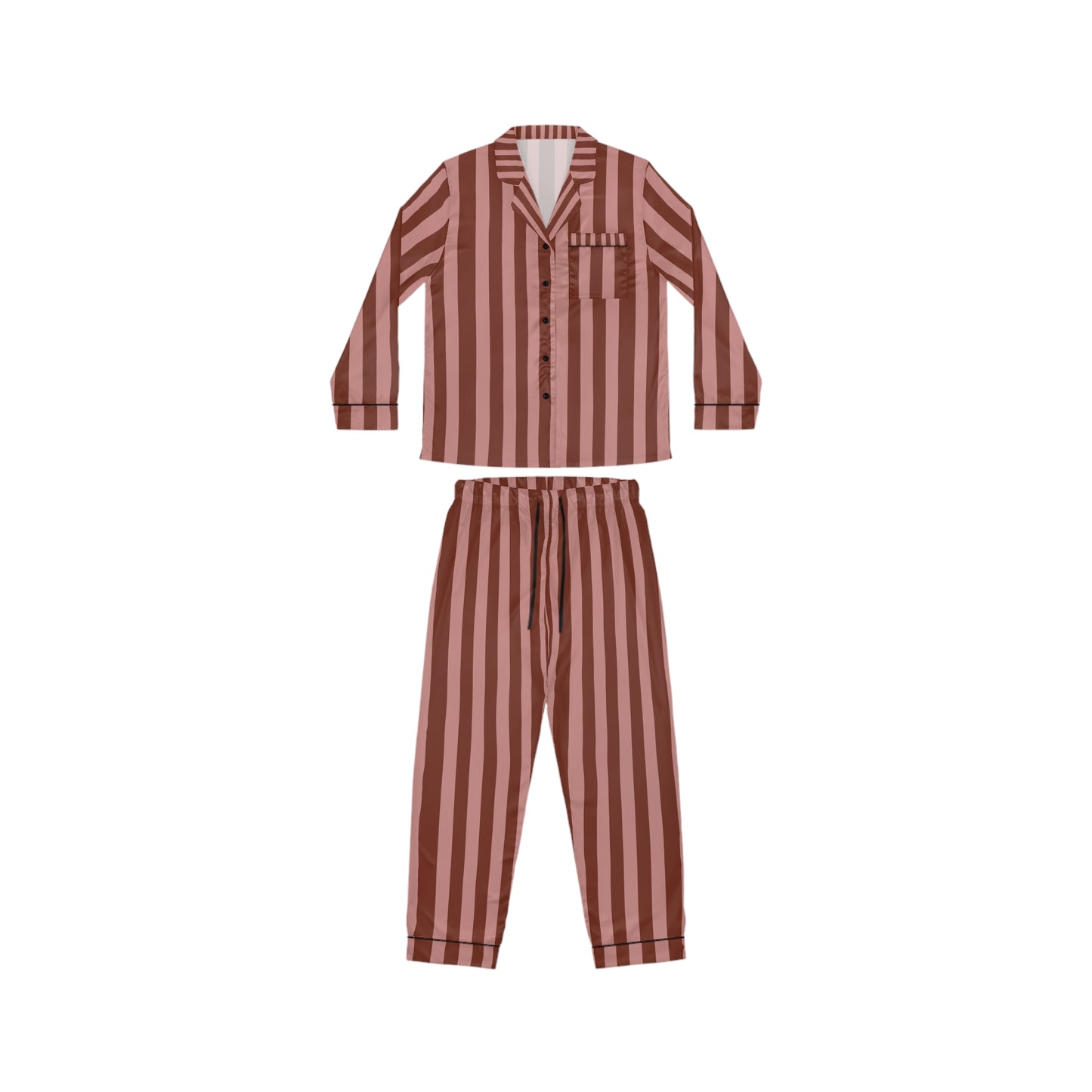 Luxury Satin Striped Pajamas - Raspberry Truffle | Black Trim, up to 3X