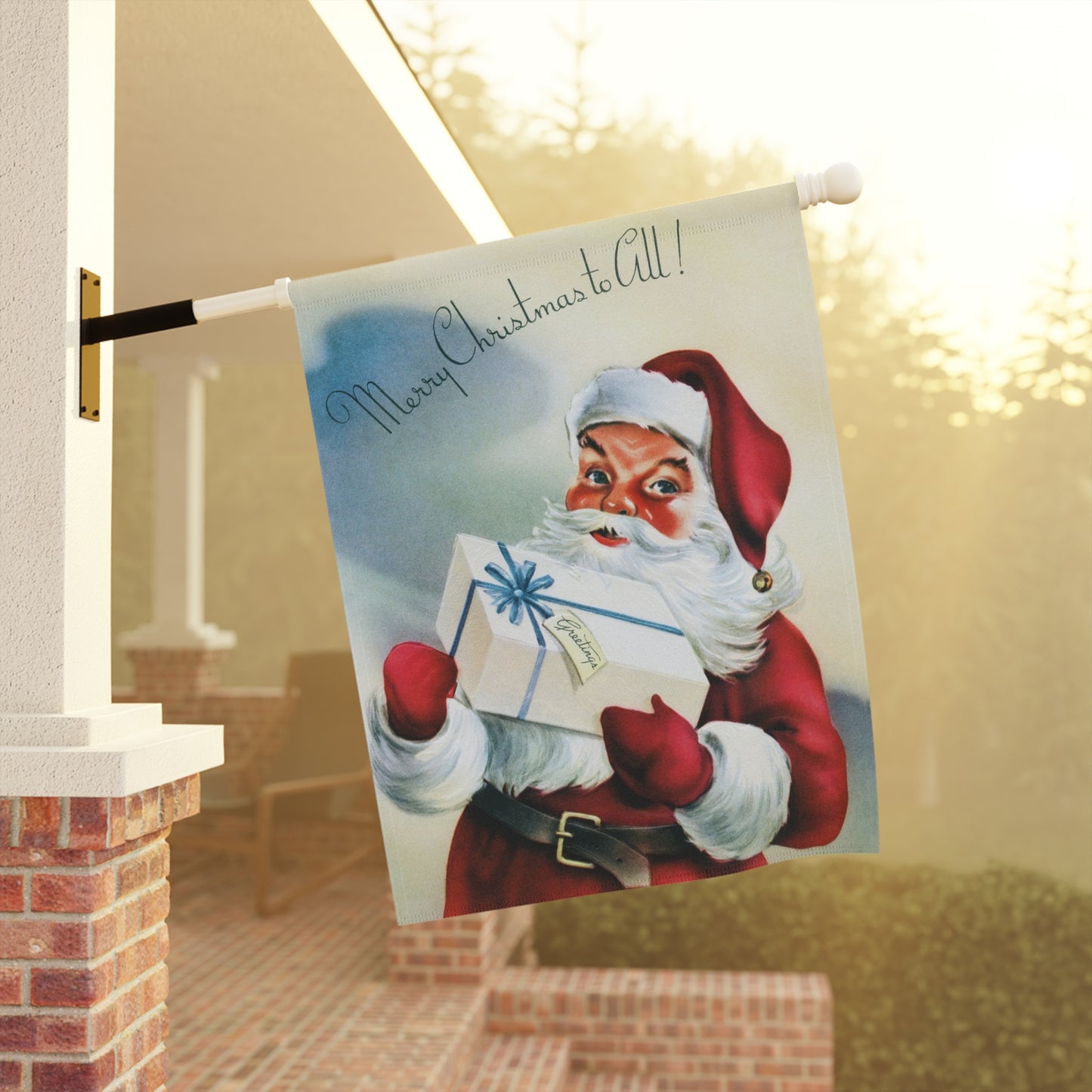 Retro Santa with Presents Garden Flag or House Banner