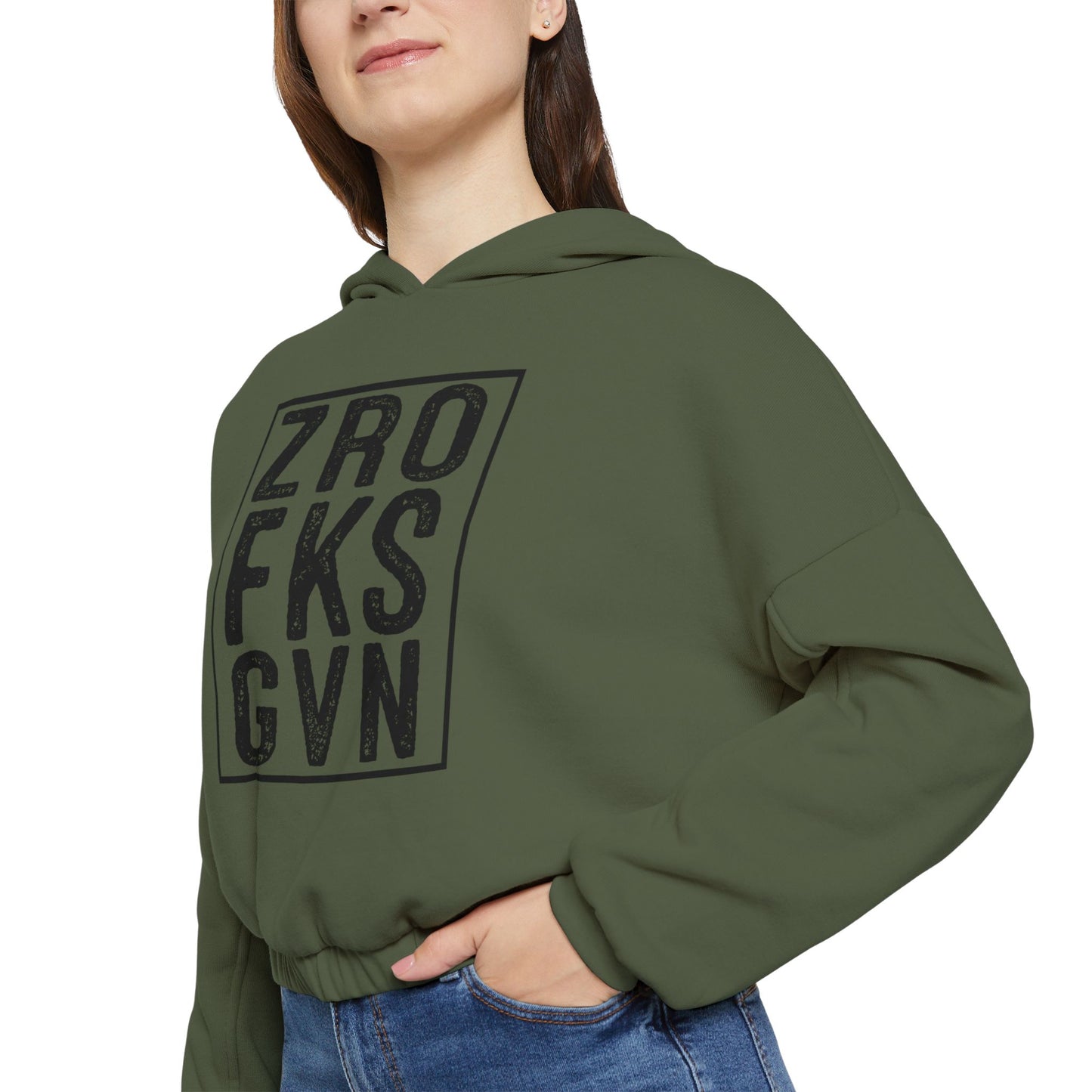 ‘ZRO FKS GVN’ Cropped Sweatshirt