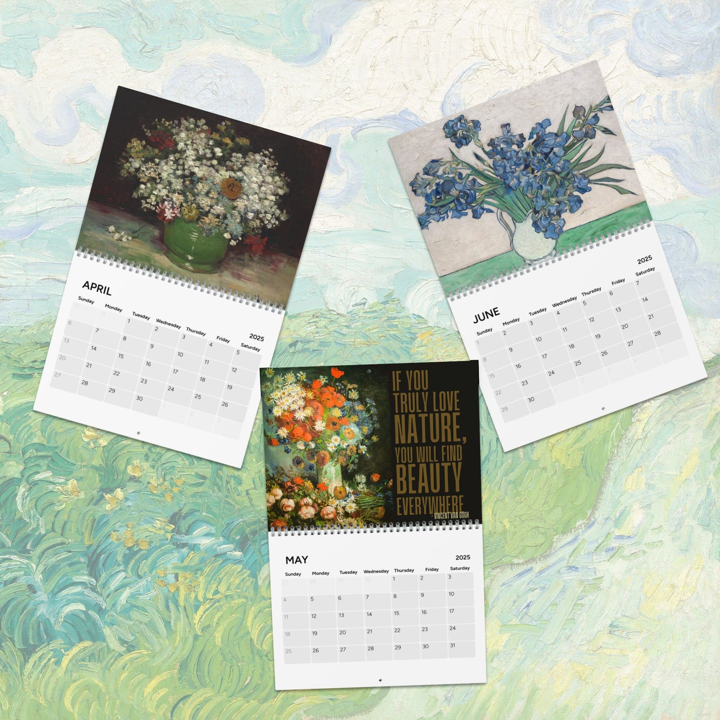 2025 Monthly Wall Calendar - Van Gogh’s Flowers