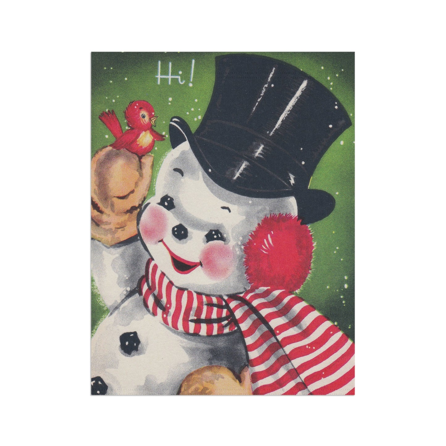 Retro Snowman with Red Bird Christmas Garden Flag or House Banner