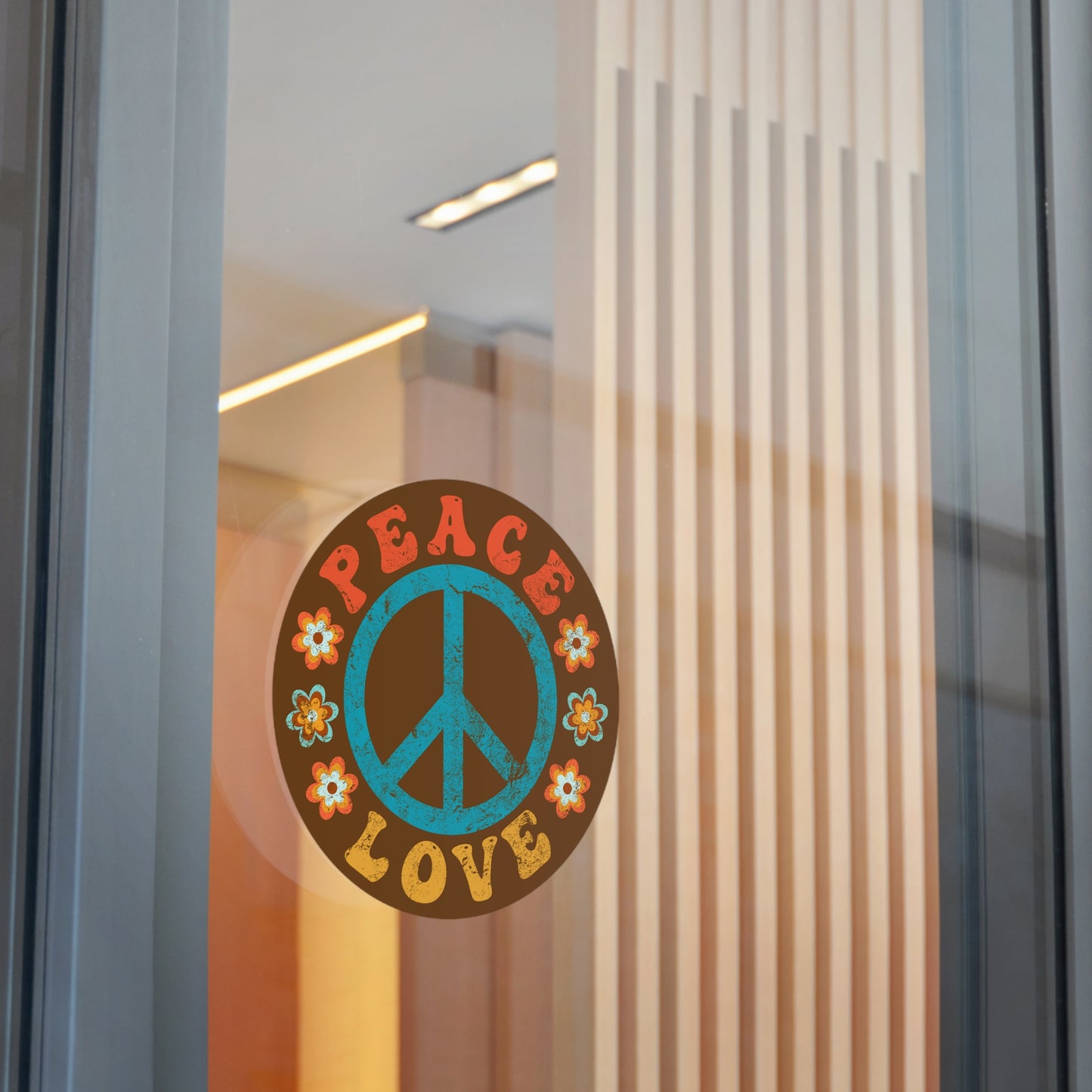 Peace & Love Round Vinyl Sticker