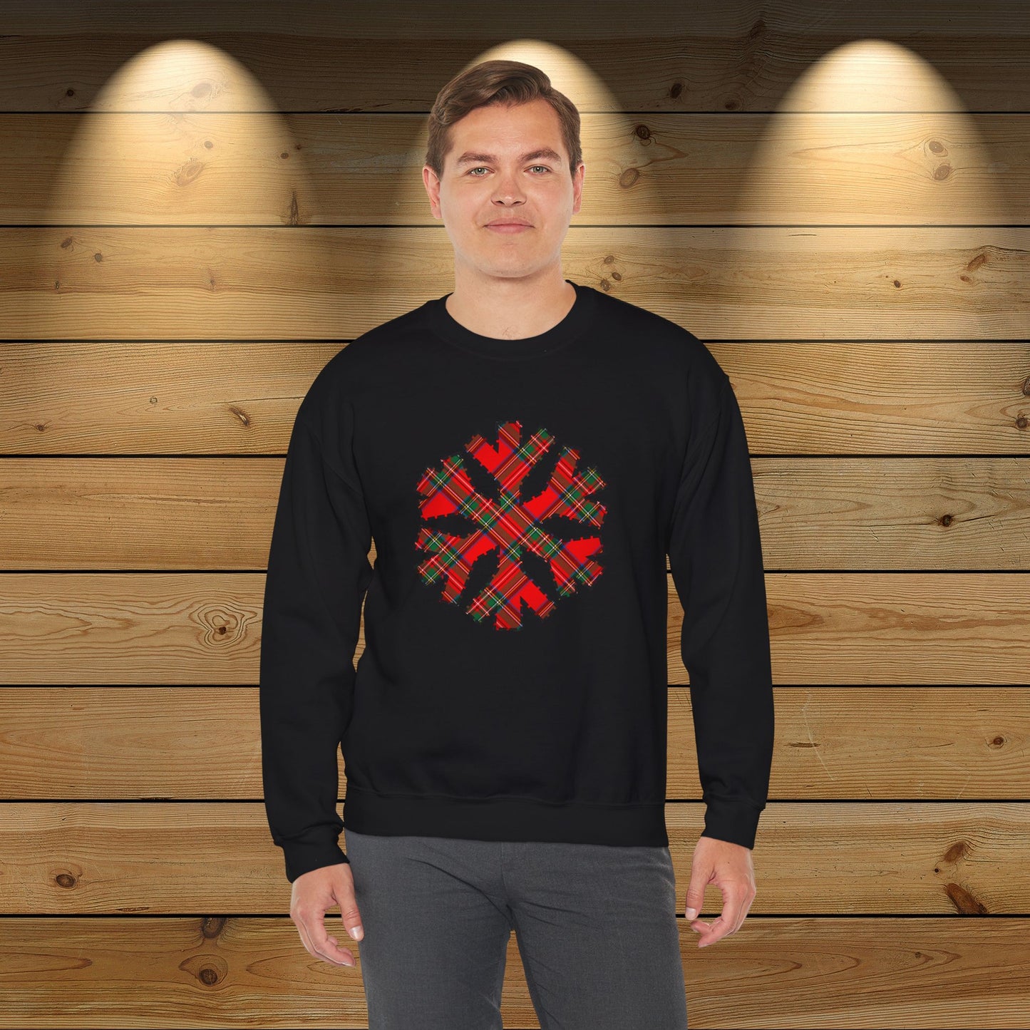 Red Tartan Snowflake Holiday Sweatshirt | up to Plus Size 5X