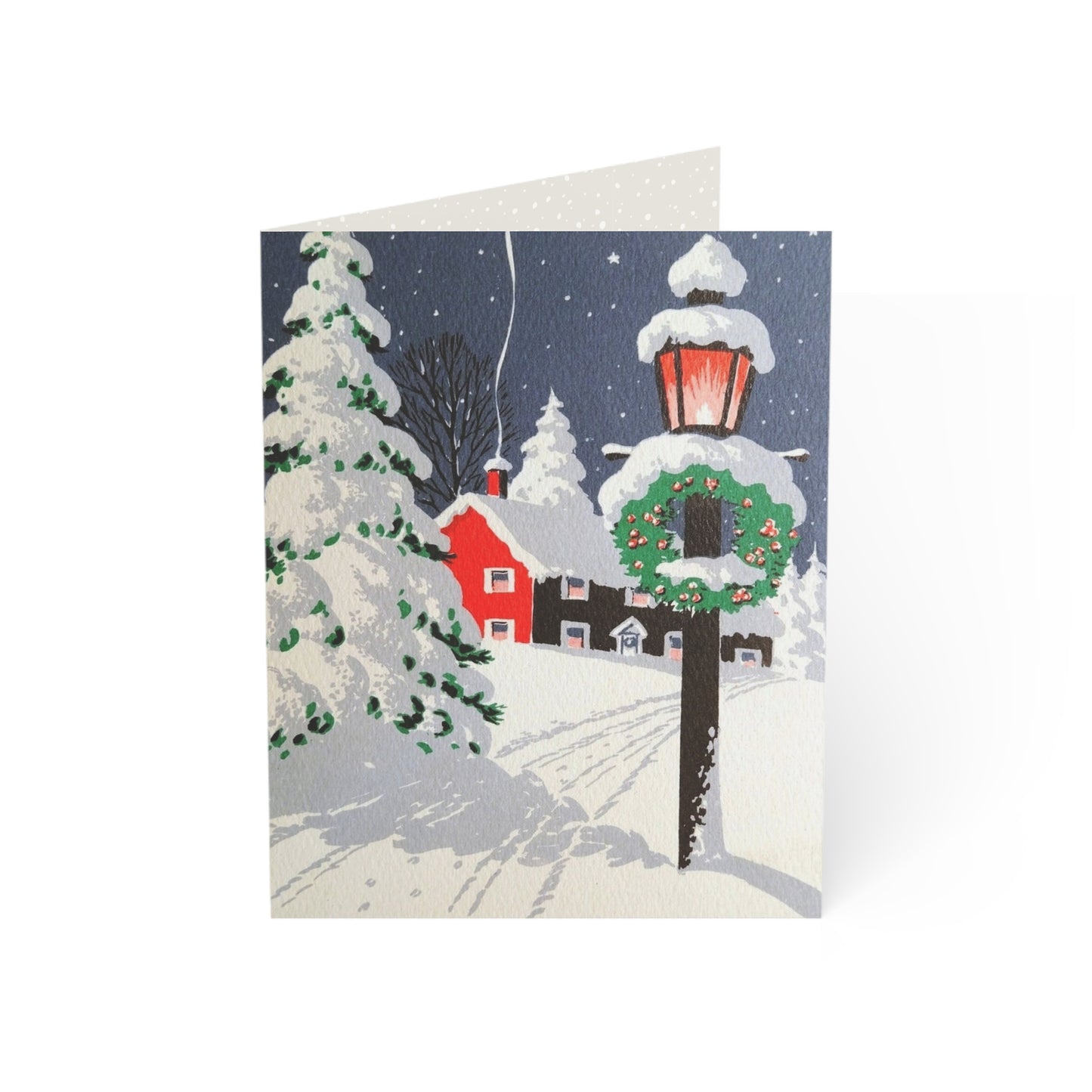 Vintage Snowy House Christmas Greeting Card