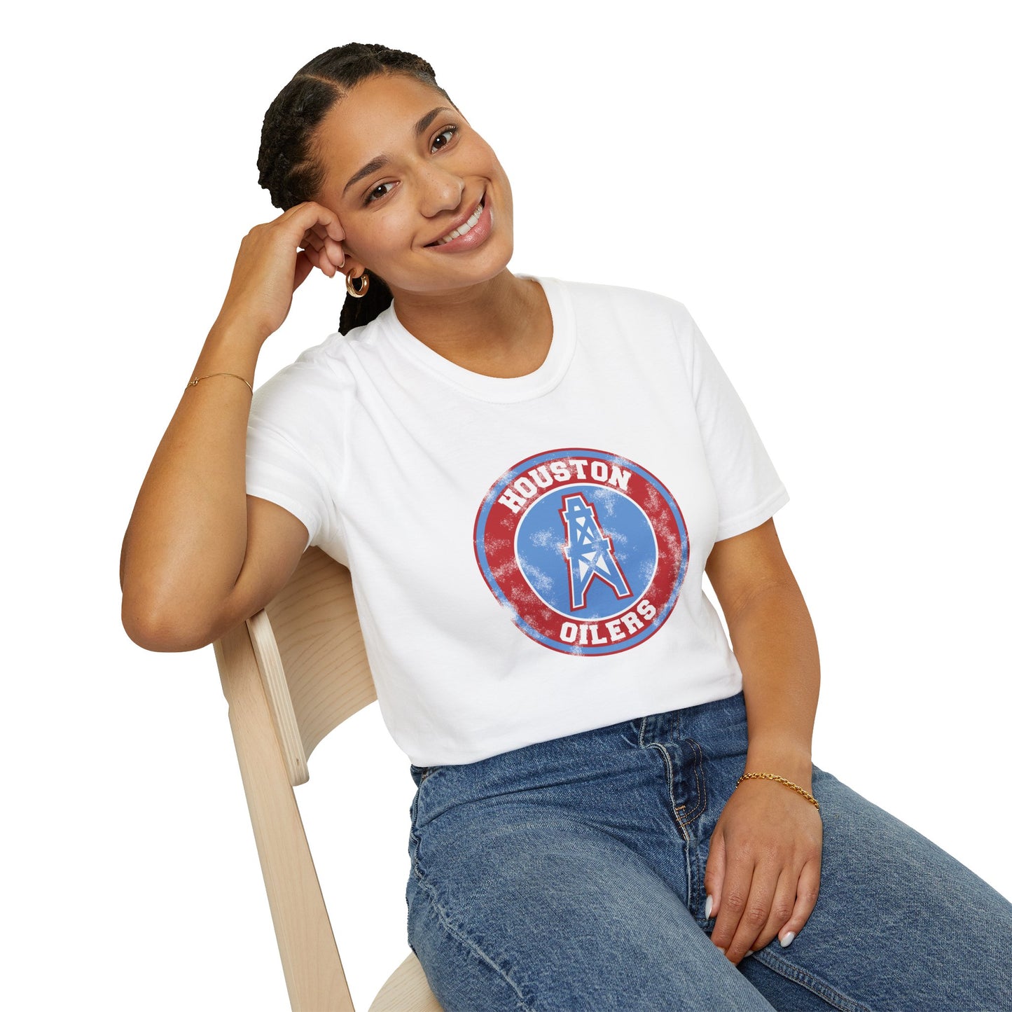 Houston Oilers Distressed Emblem Unisex Tee