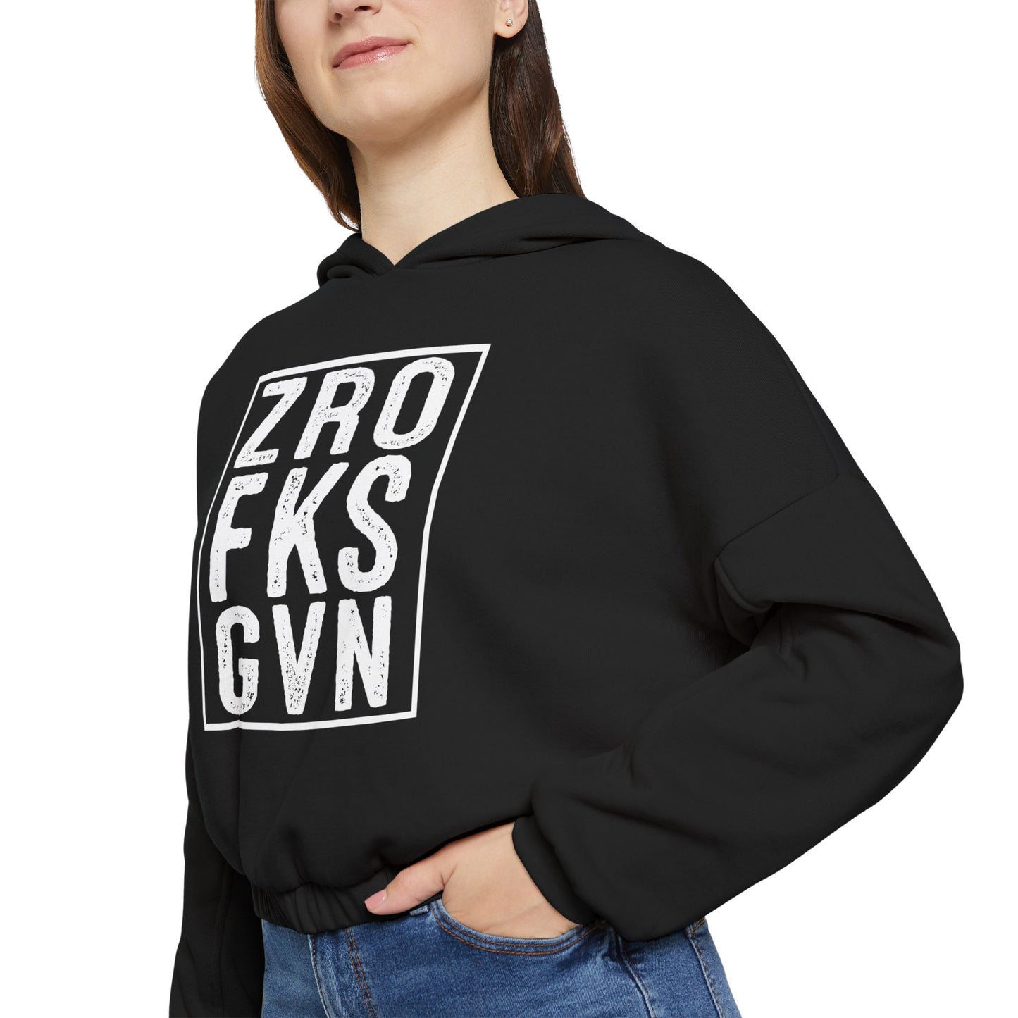 ‘ZRO FKS GVN’ Cropped Sweatshirt
