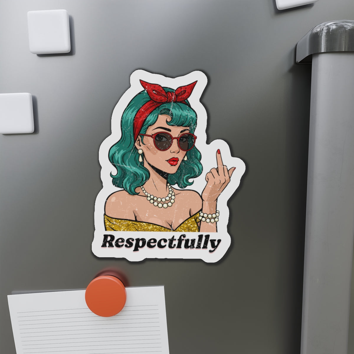 “Respectfully” Retro Die-Cut Magnet