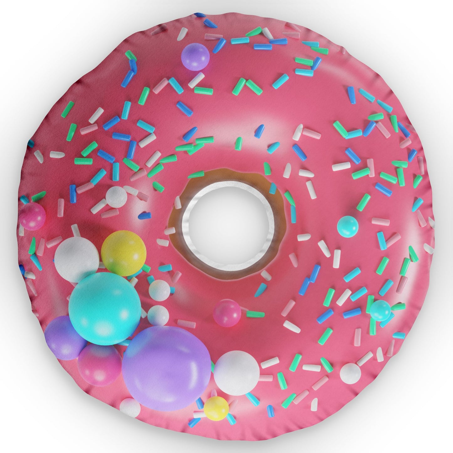 Donut Shaped Pillow, Pink Candy Frosted