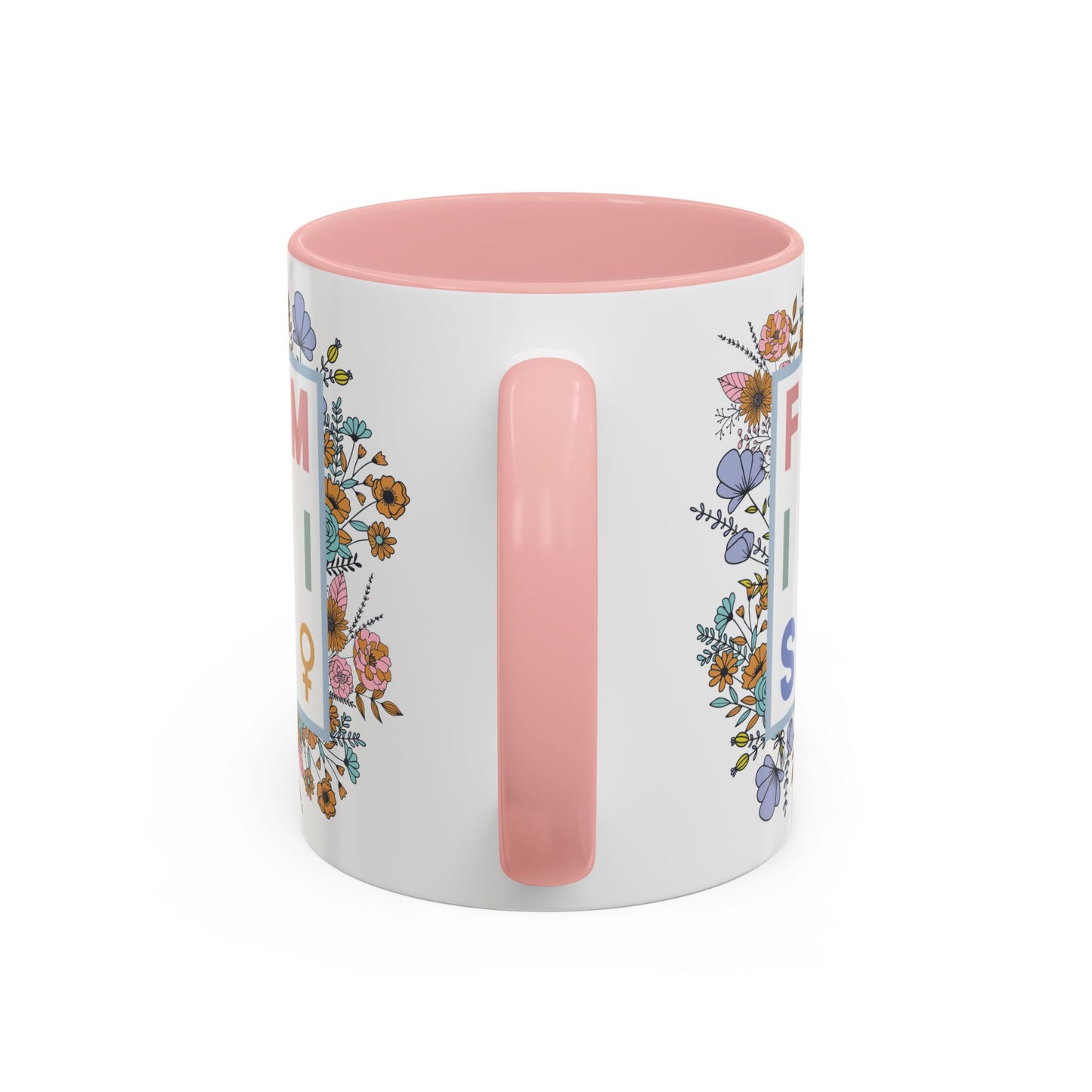 Pink Floral Feminist Ceramic Mug, 11oz/15oz