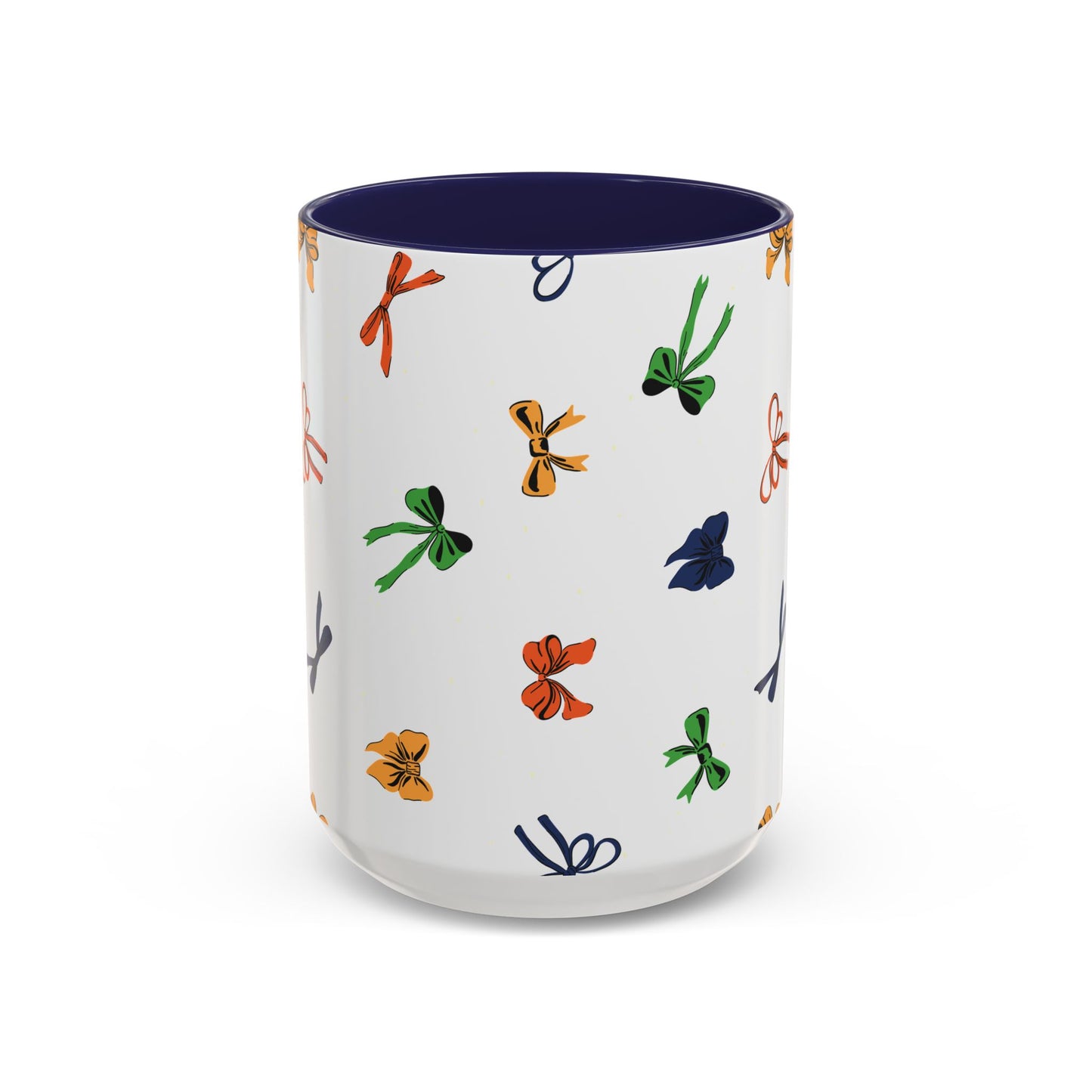 Coquette Ribbon Bows #4 | 15 oz. Mug, Navy Blue Interior