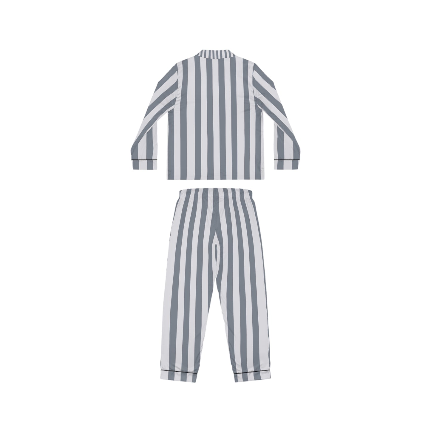 Luxury Satin Striped Pajamas - Platinum Stripe | Black Trim, up to 3X