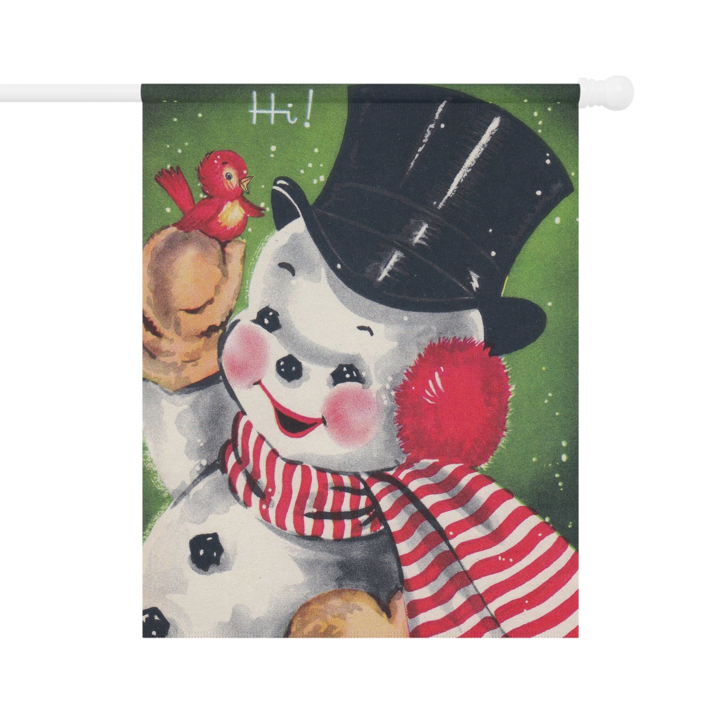 Retro Snowman with Red Bird Christmas Garden Flag or House Banner