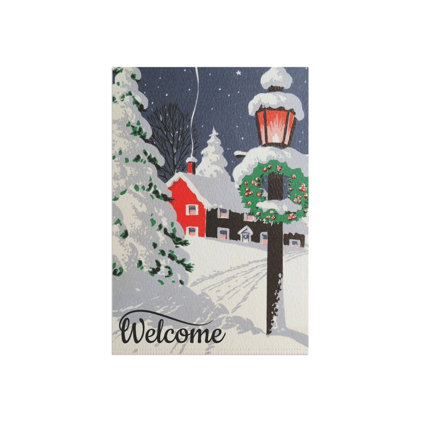 Vintage Style Christmas Garden Flag or Welcome Banner