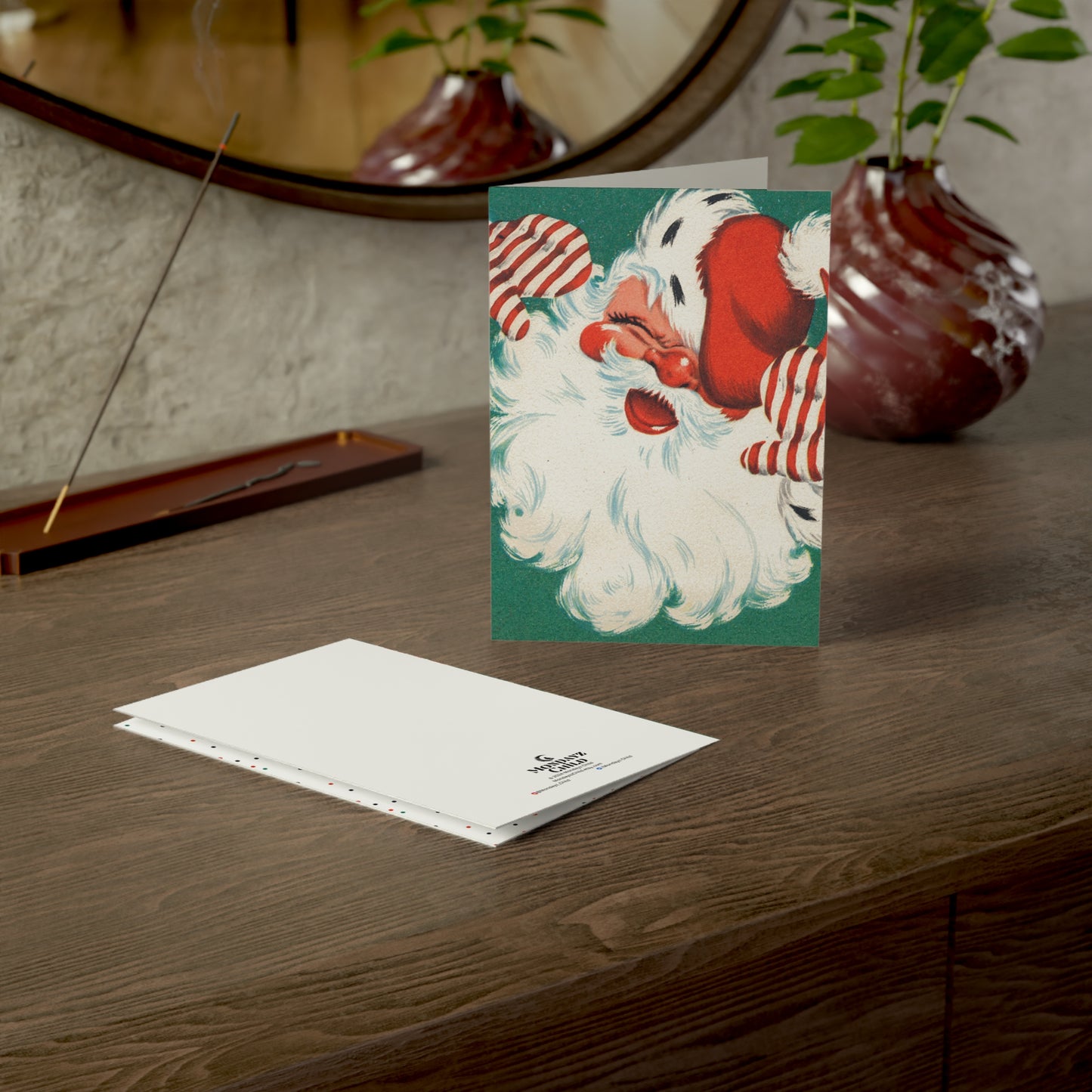 Retro Laughing Santa Christmas Greeting Card