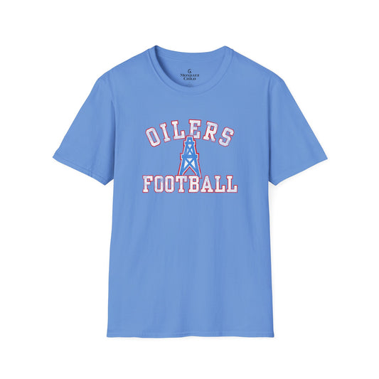 Houston Oilers Distressed “Oilers Football” Unisex T-Shirt | Up to 5X