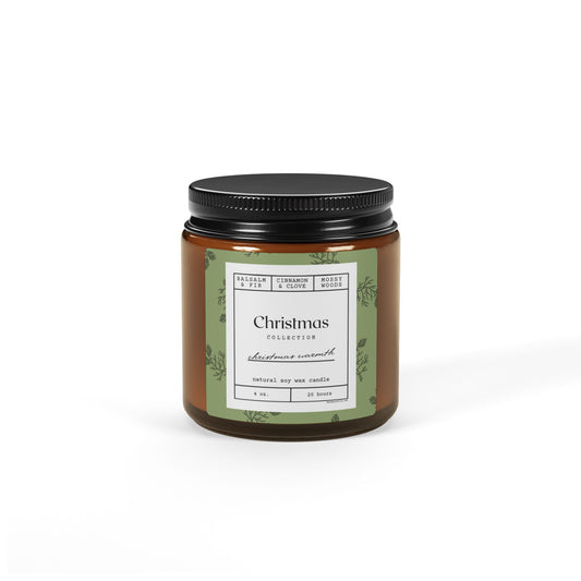 Christmas Warmth Scented Soy Candle in Festive Amber Jar
