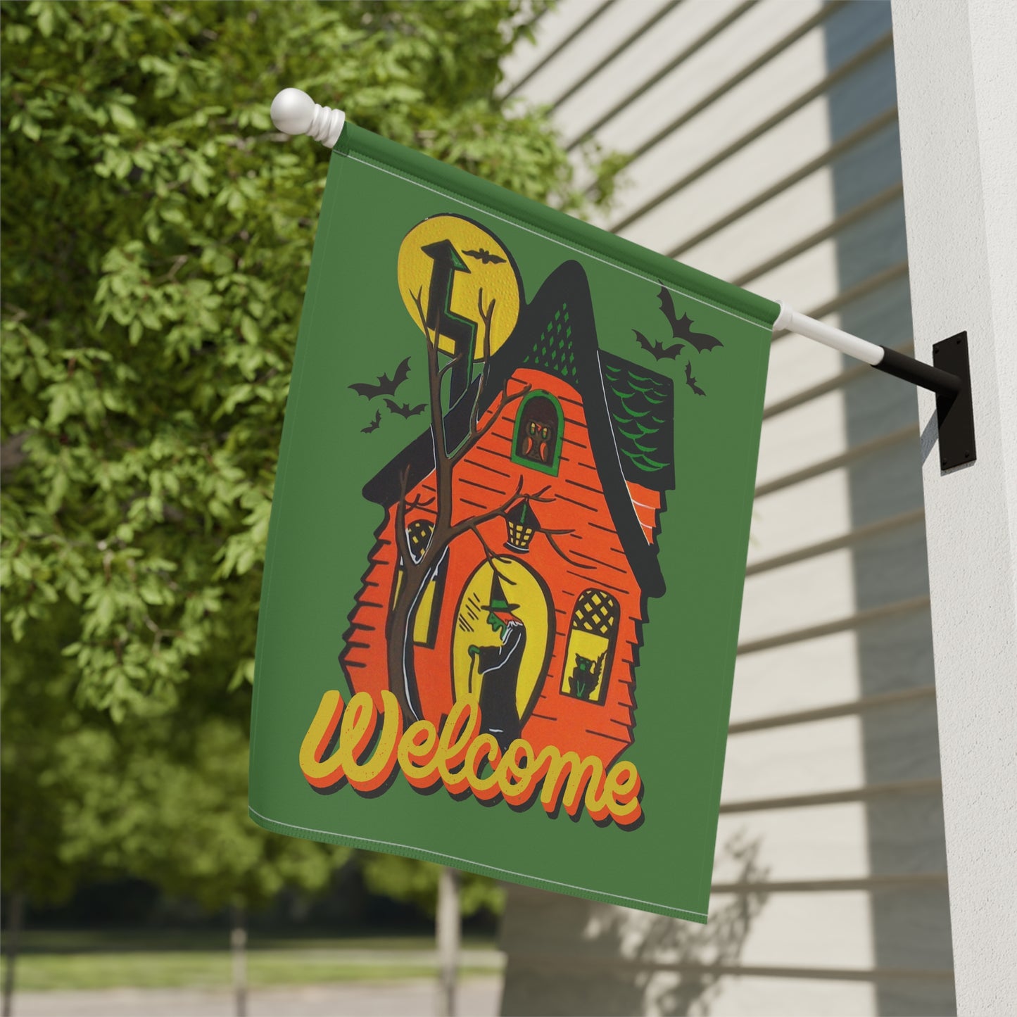 Retro Witch's House Halloween Welcome Banner