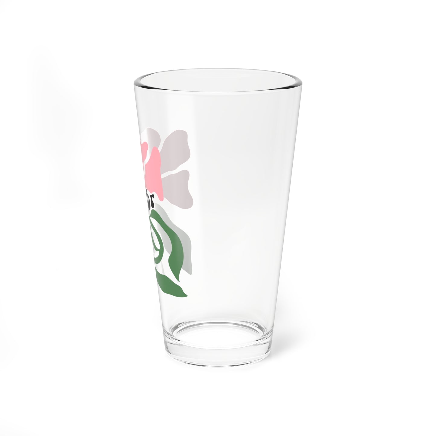 ‘FDT’ Pink Floral Pint Glass