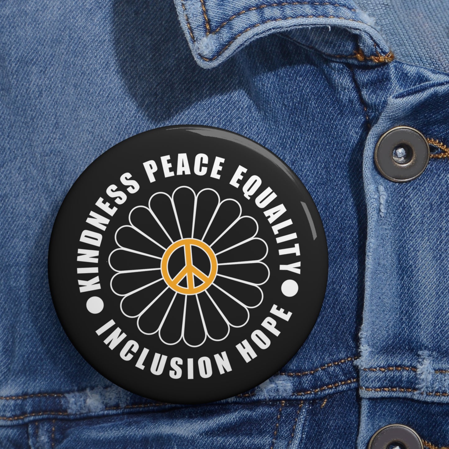 KINDNESS & PEACE Statement Pin in black