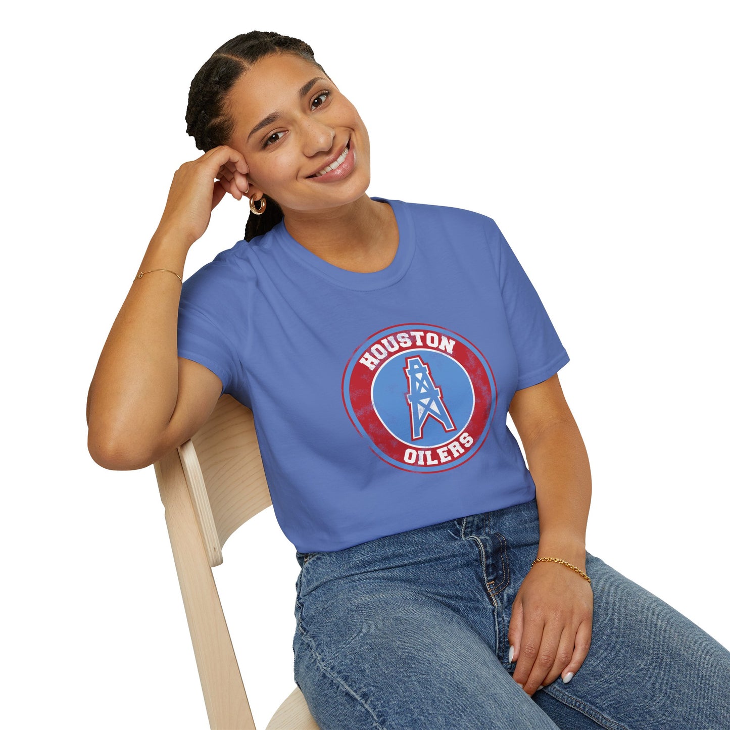 Houston Oilers Distressed Emblem Unisex Tee