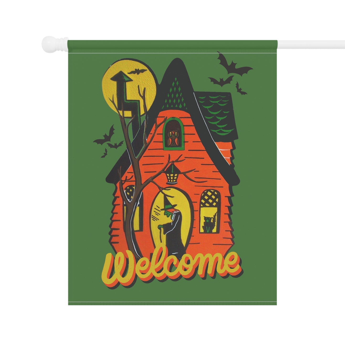 Retro Witch's House Halloween Welcome Banner