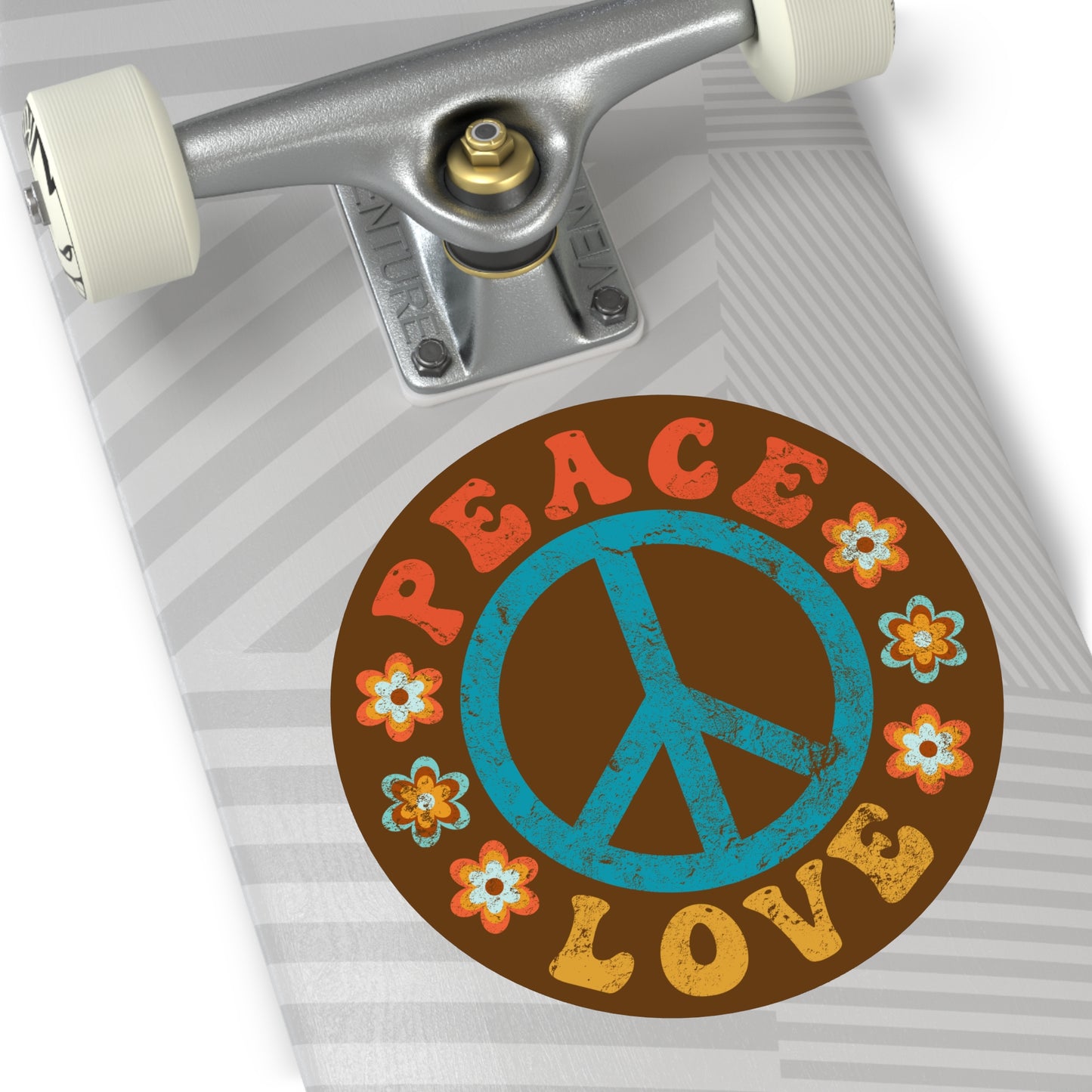 Peace & Love Round Vinyl Sticker