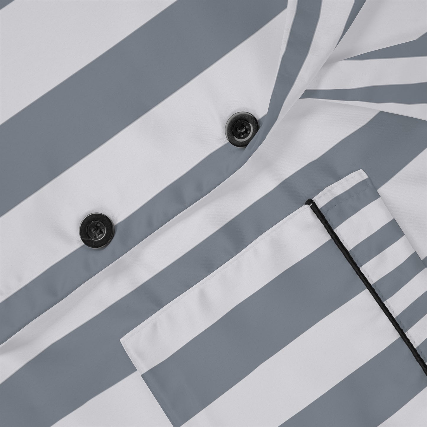 Luxury Satin Striped Pajamas - Platinum Stripe | Black Trim, up to 3X