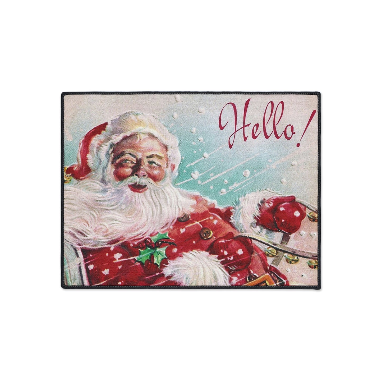 Vintage Santa Claus Sleigh Christmas Floor Mat