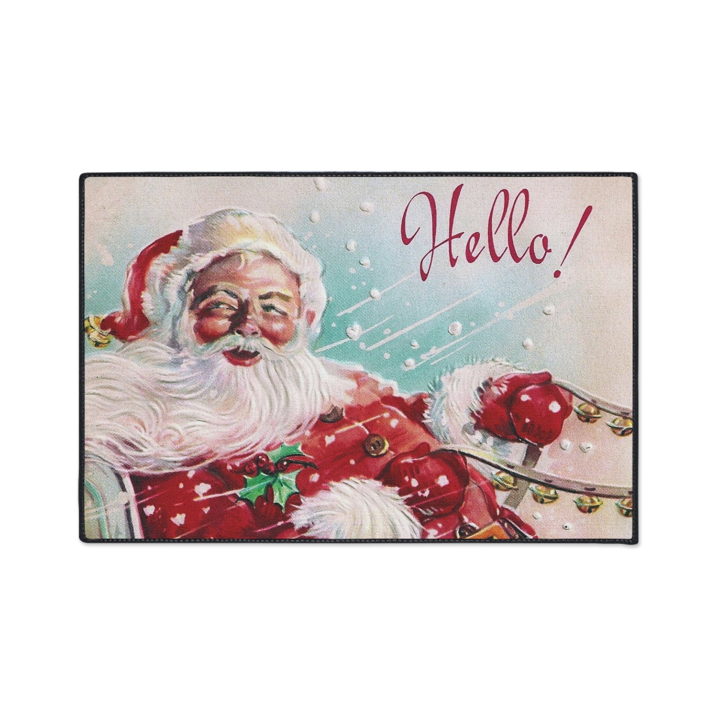 Vintage Santa Claus Sleigh Christmas Floor Mat