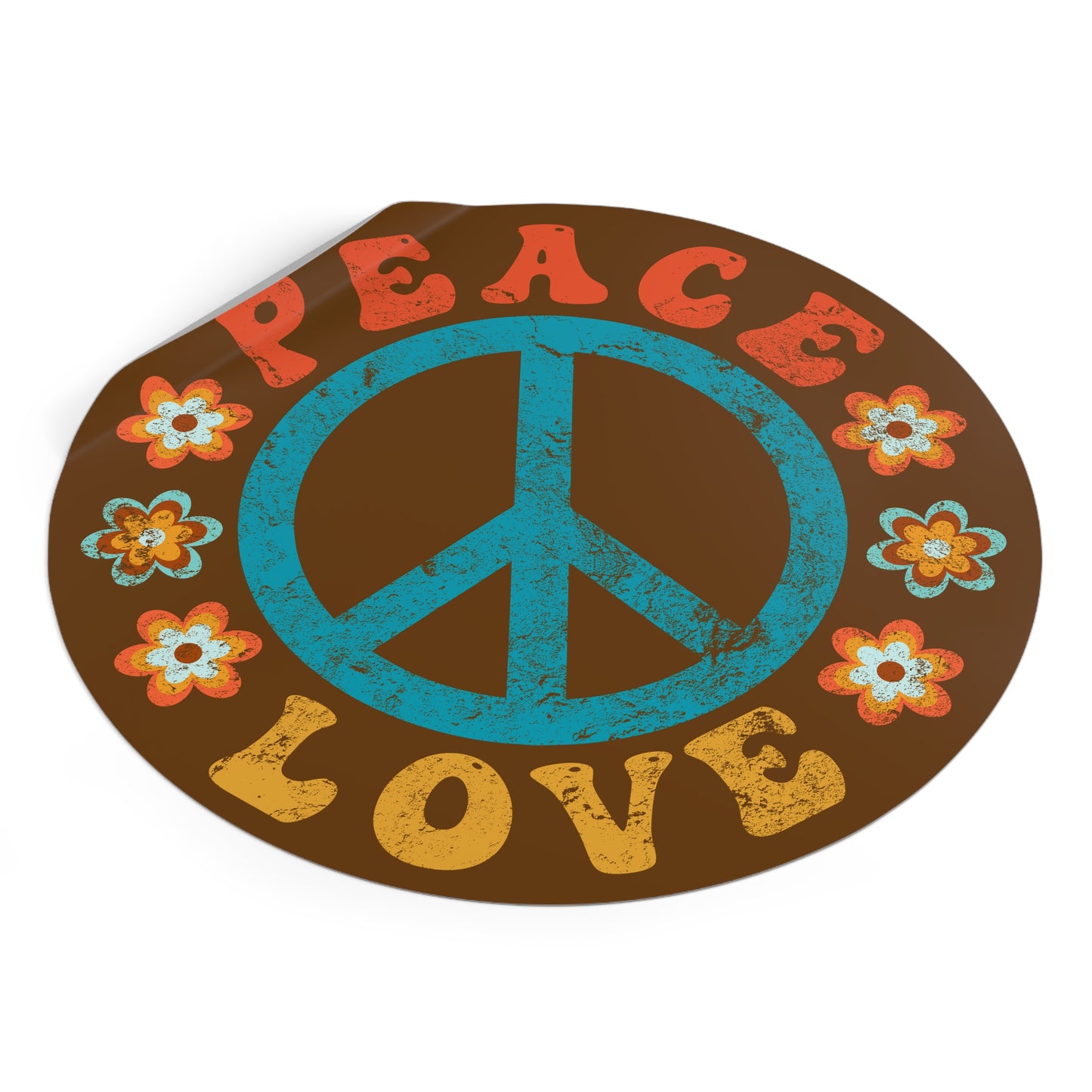 Peace & Love Round Vinyl Sticker