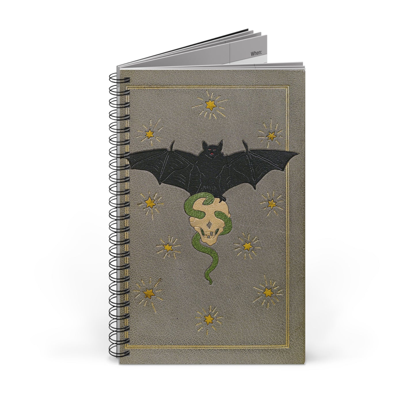 Bat & Skull Spiral Notebook | Blank, Dot Grid, Lined, Task