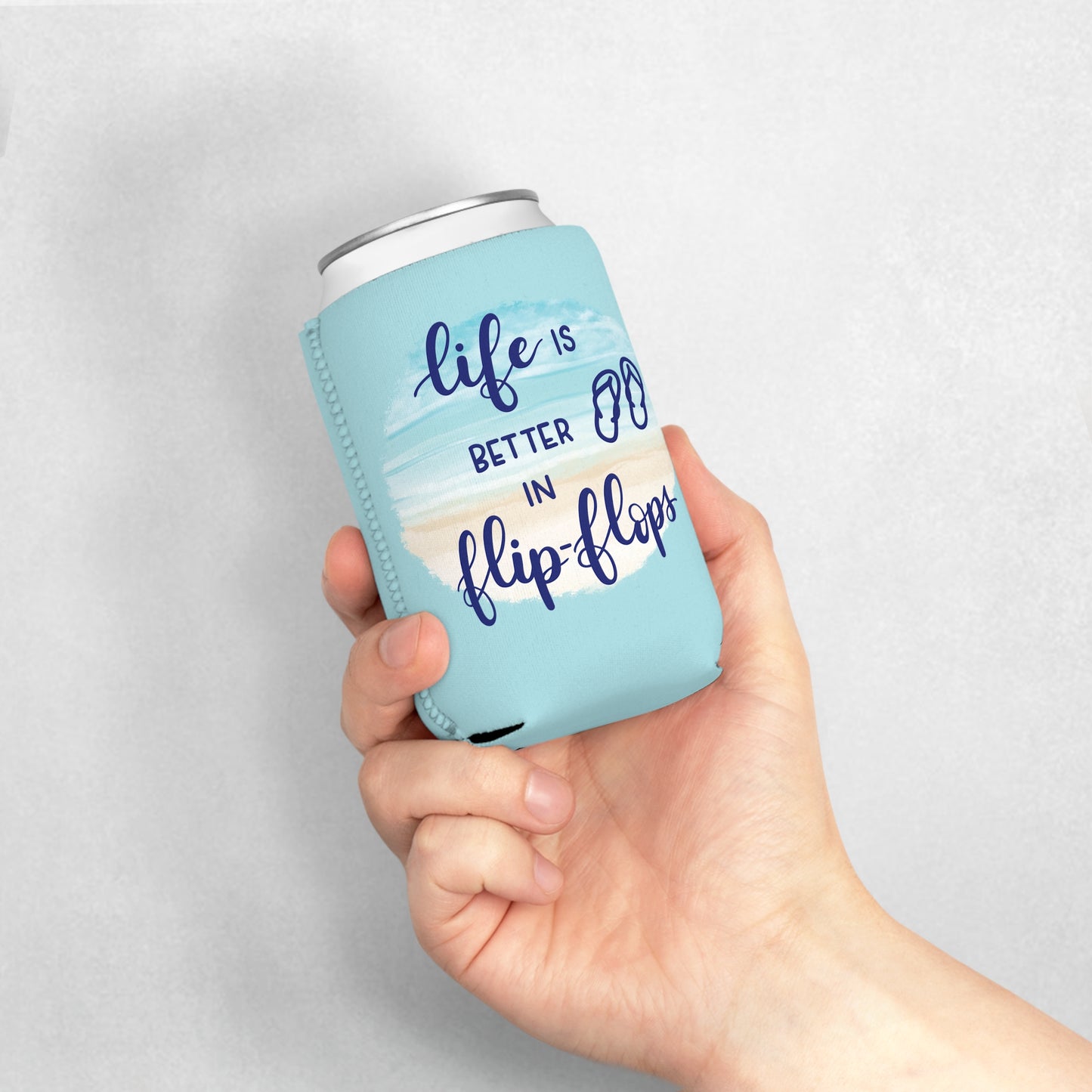 Beach Vibes Can Cooler Sleeve - Life is Better in Flip-Flops