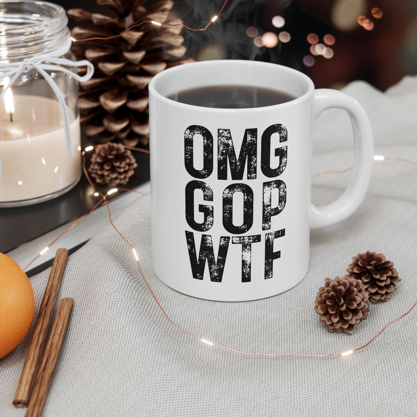 ‘OMG GOP WTF’ White Ceramic Mug, 11oz/15oz