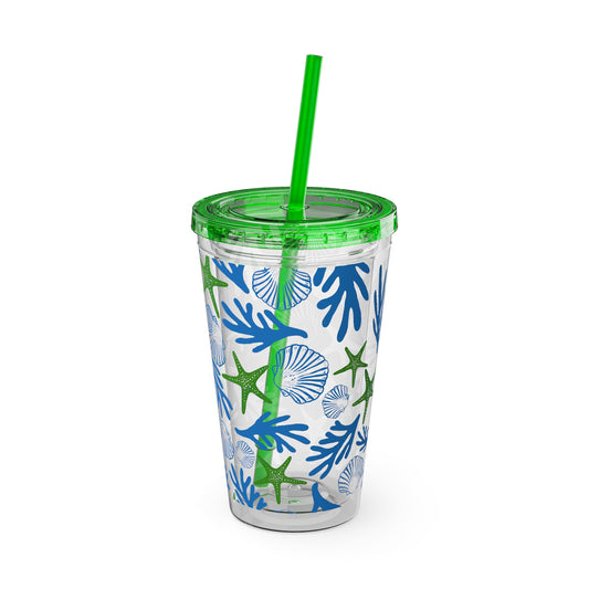 Sunsplash Ocean-Themed Tumbler with Straw