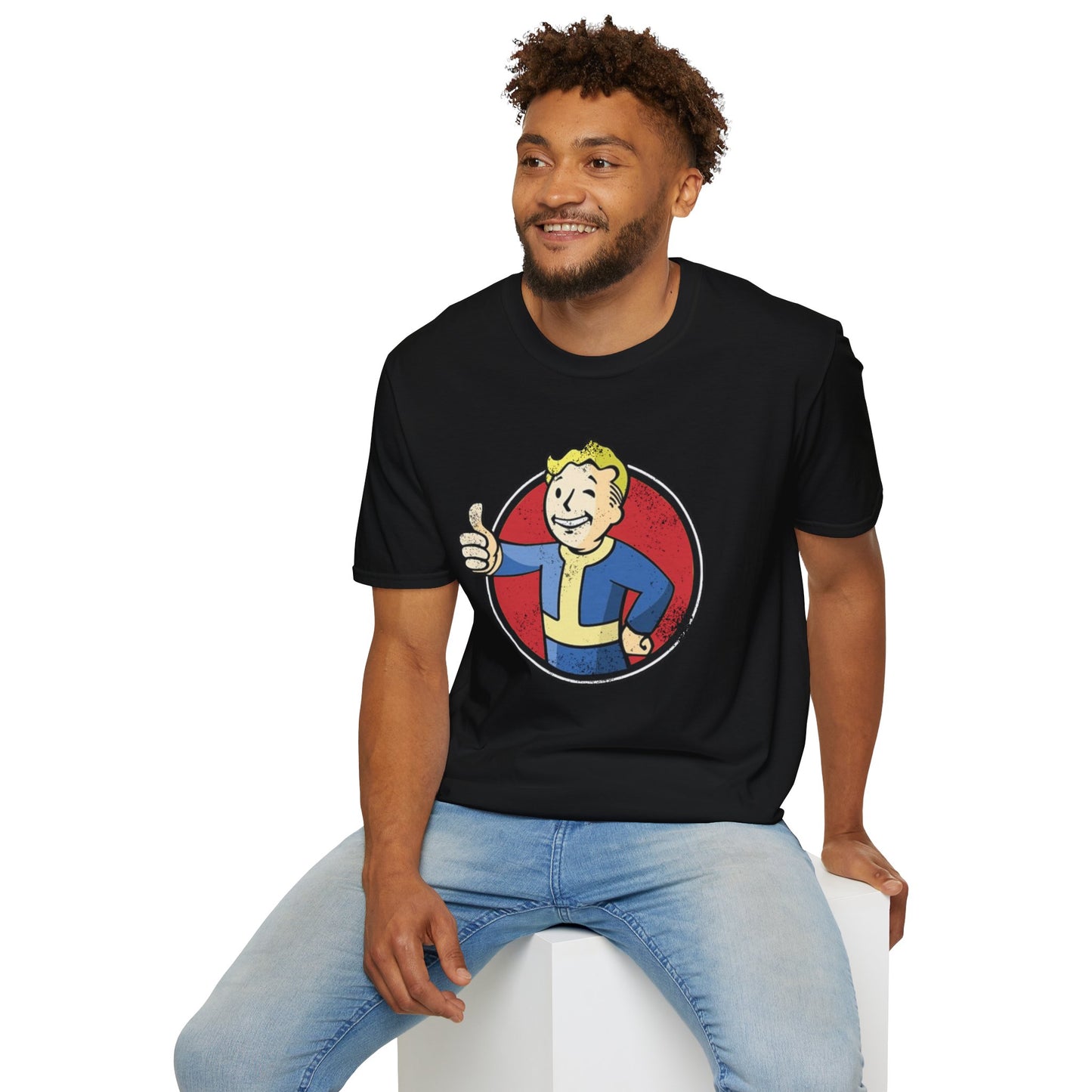 Fallout Distressed Vault Boy Black Unisex T-Shirt - up to 5X