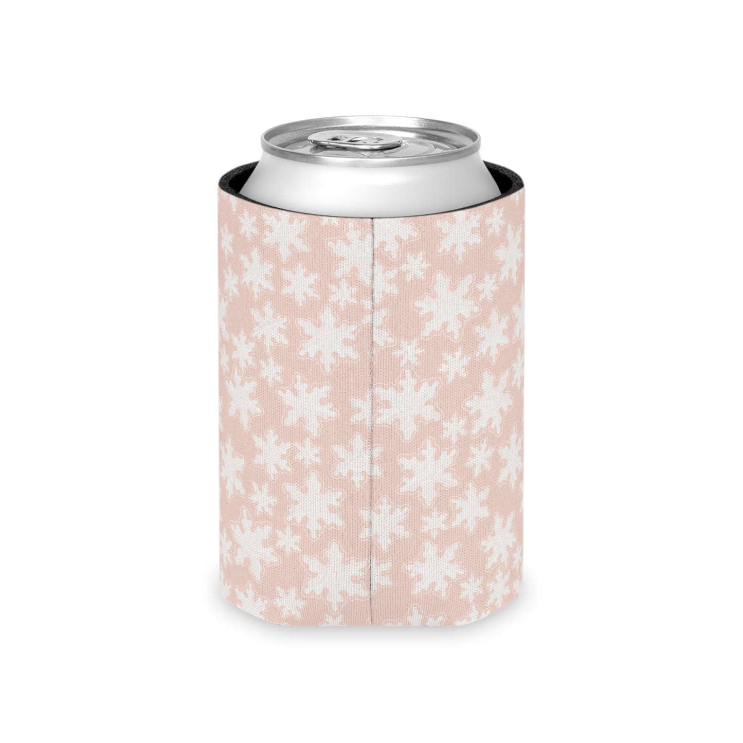 Can Cooler, Standard or Slim Size - Pastel Pink Snowflakes