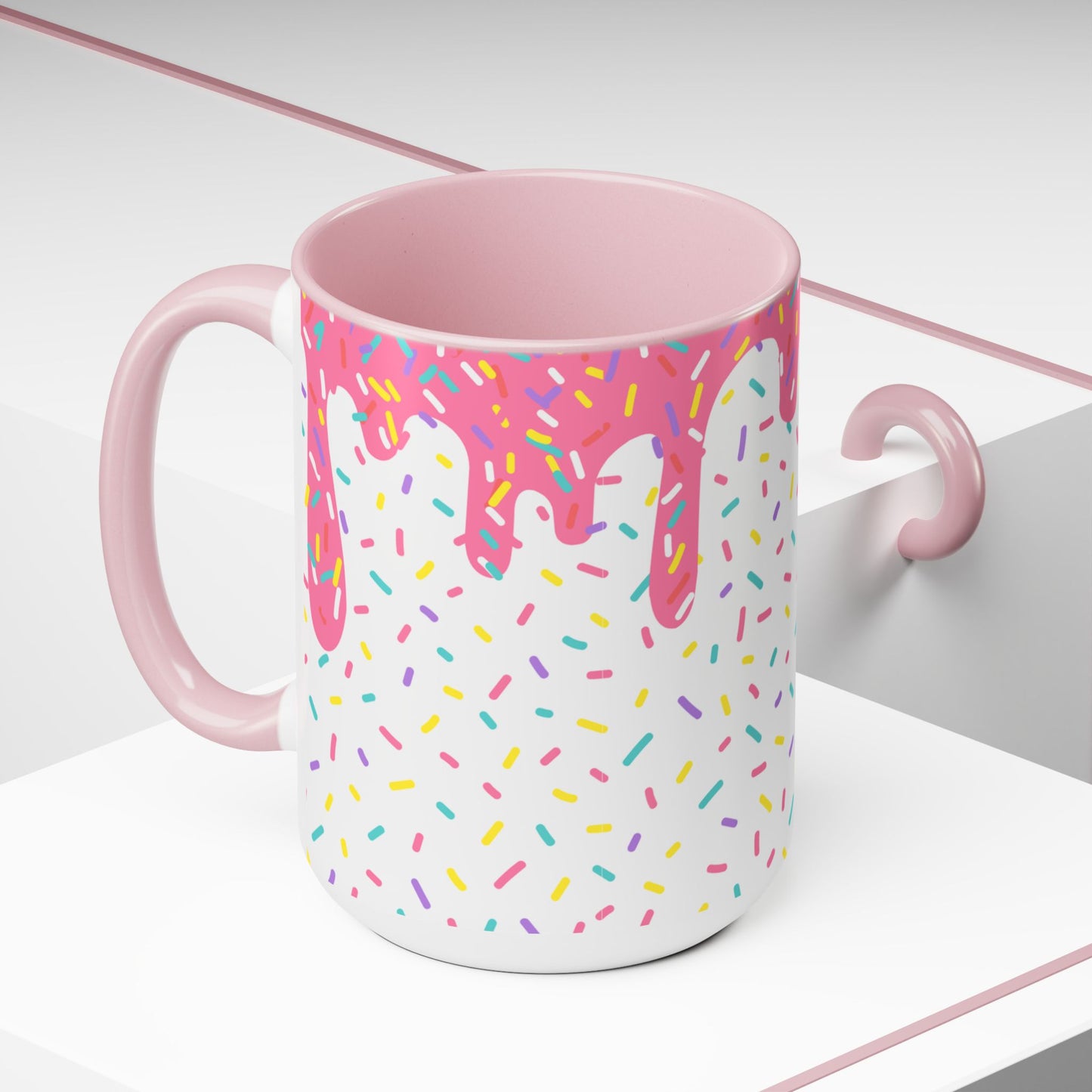 Rainbow Sprinkles Two-Tone Mug | Pink, Light Blue