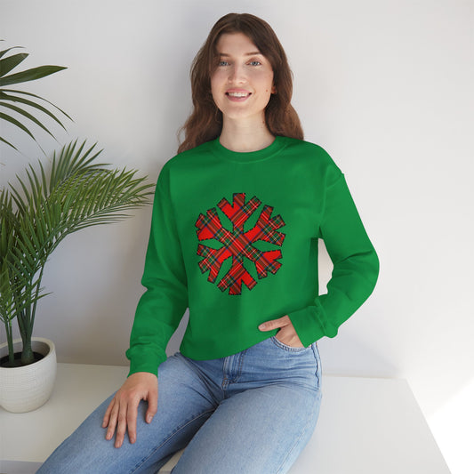 Red Tartan Snowflake Holiday Sweatshirt | up to Plus Size 5X