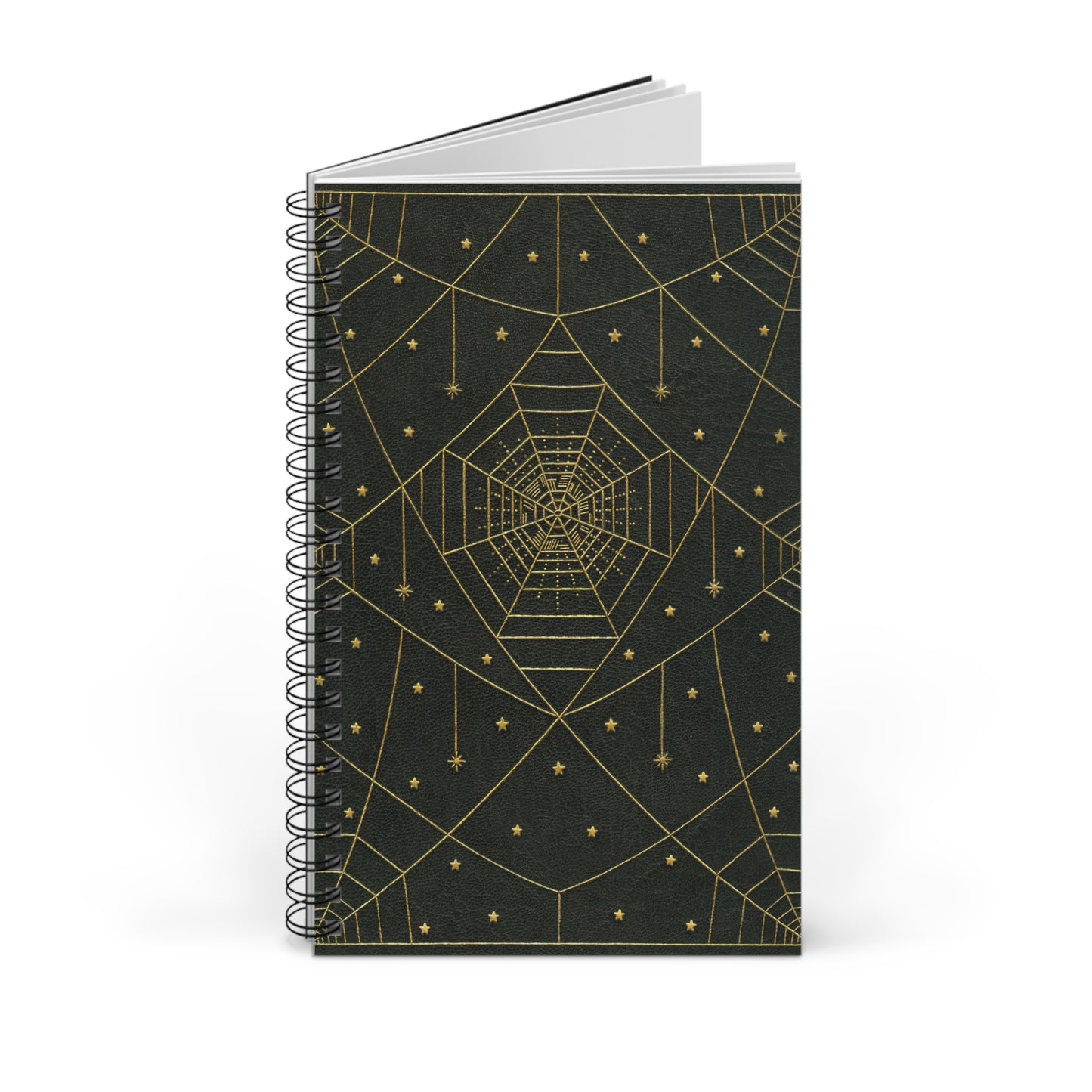 Spiral Notebook - Gold Spiderwebs | Blank, Dot Grid, Lined, Task