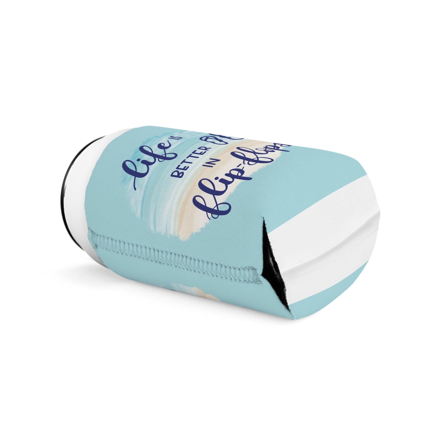 Beach Vibes Can Cooler Sleeve - Life is Better in Flip-Flops