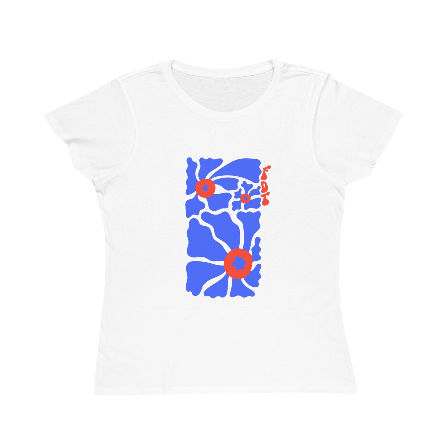 ‘FDT’ Red & Blue Floral Organic Women’s Tee
