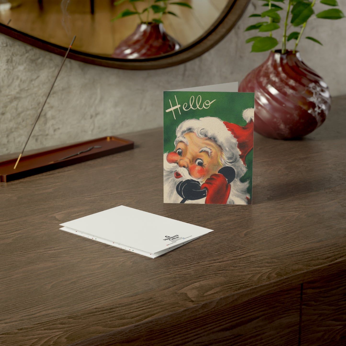 Retro Santa “Greetings!” Christmas Card